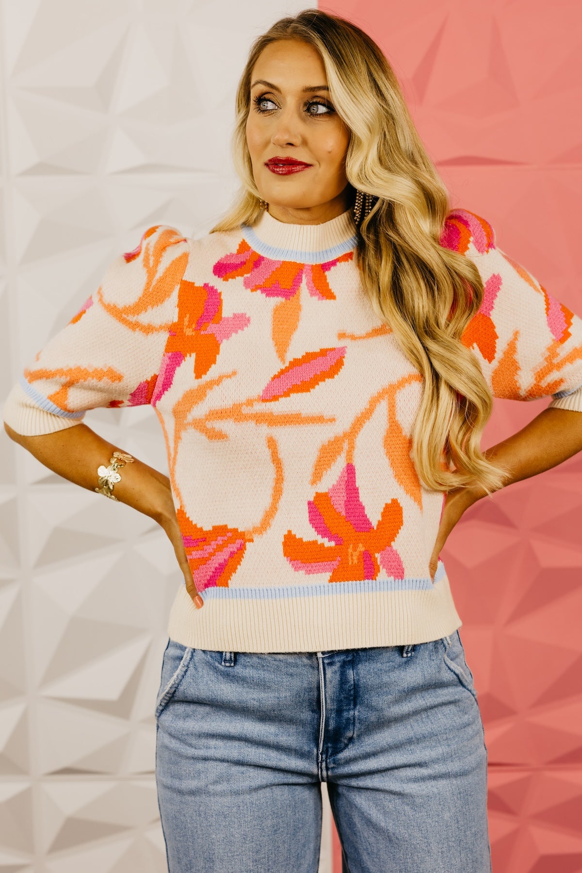 The Ginny Floral Knit Sweater Top