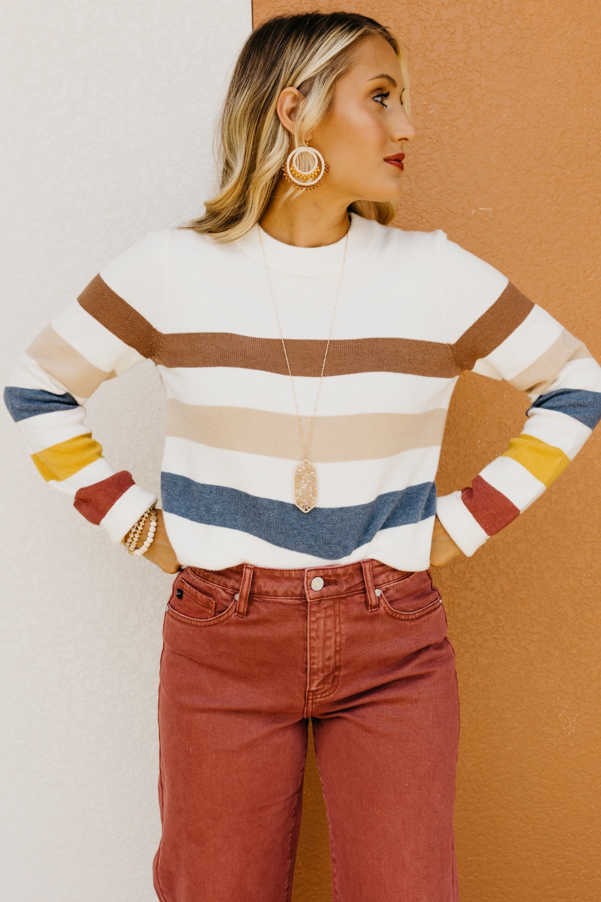 The Alfredo Wide Rainbow Striped Sweater