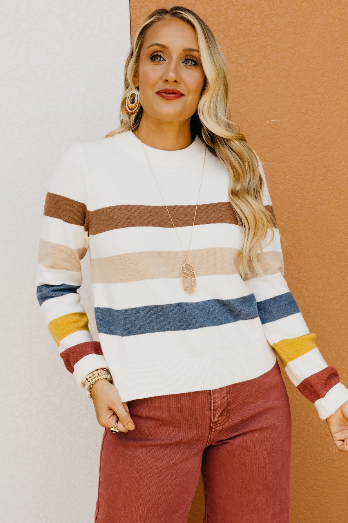 The Alfredo Wide Rainbow Striped Sweater