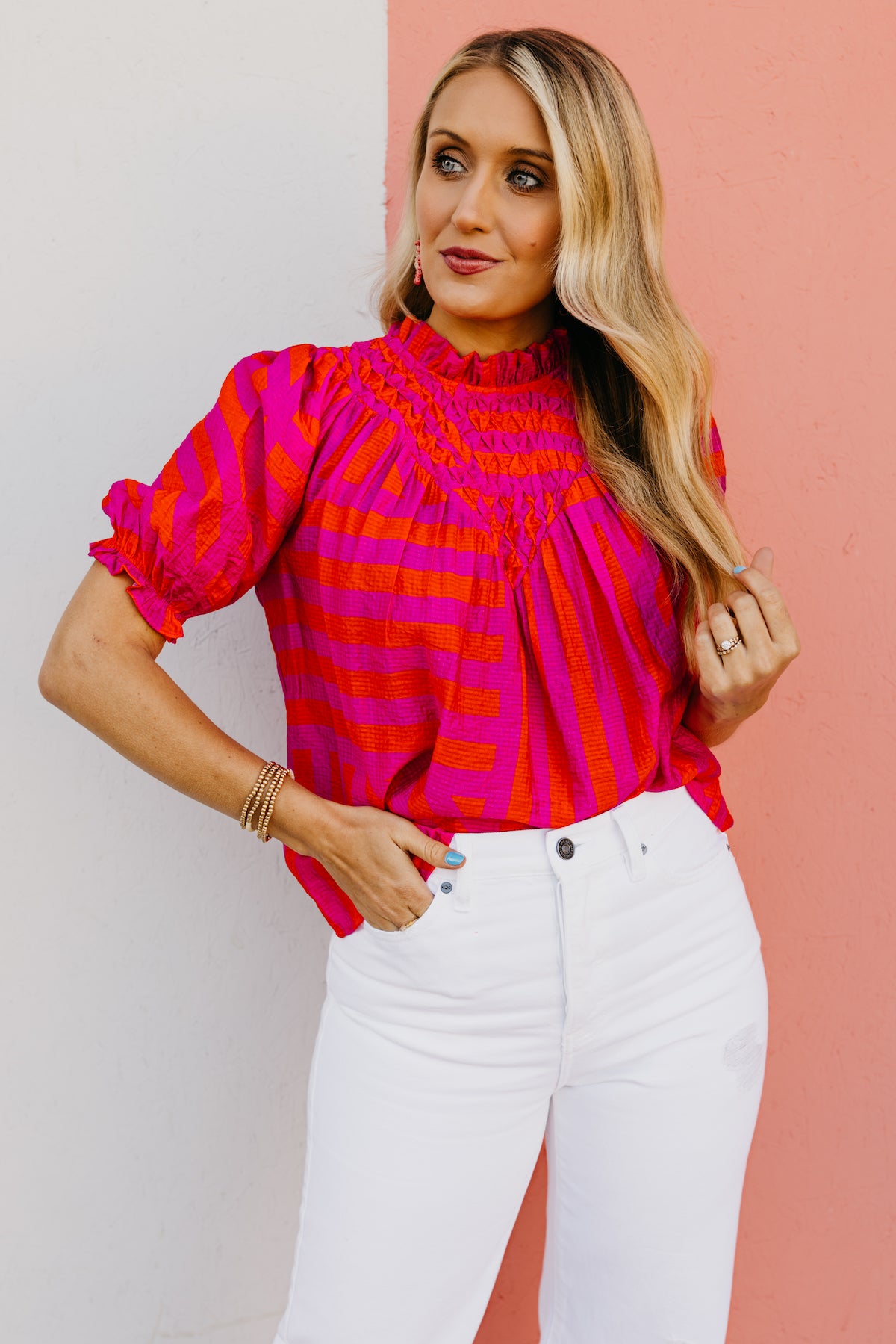 The Killian Geo Pattern Striped Top