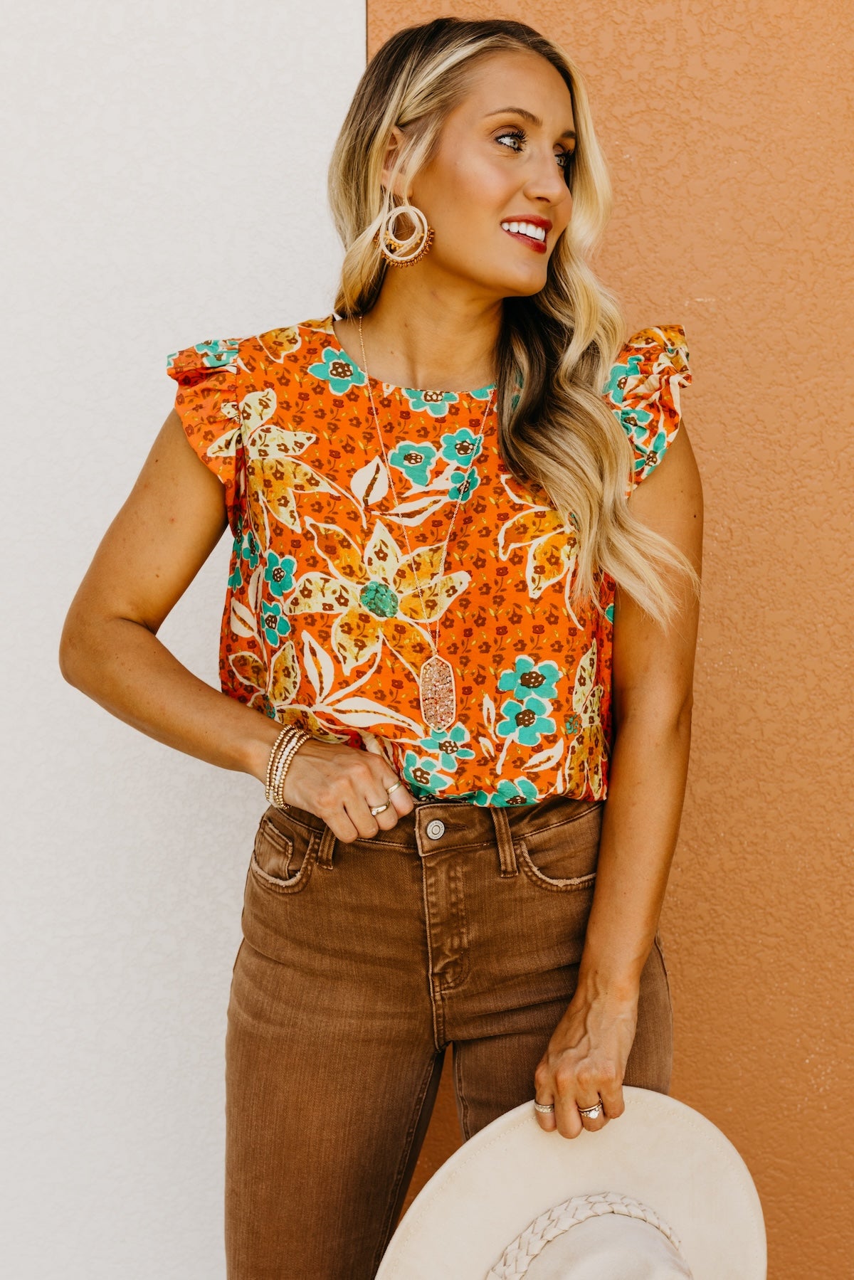 The Sariah Flutter Sleeve Floral Blouse