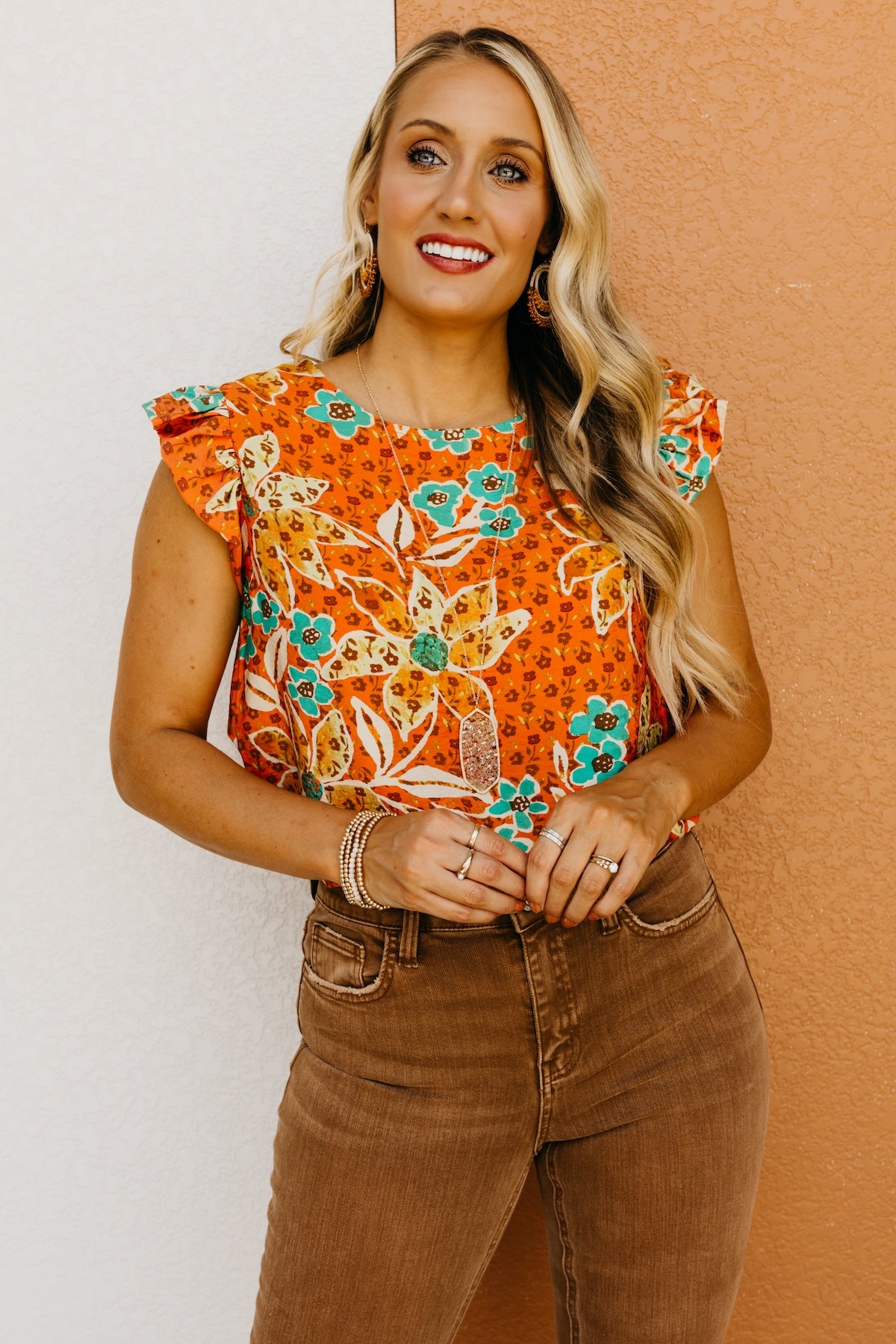 The Sariah Flutter Sleeve Floral Blouse