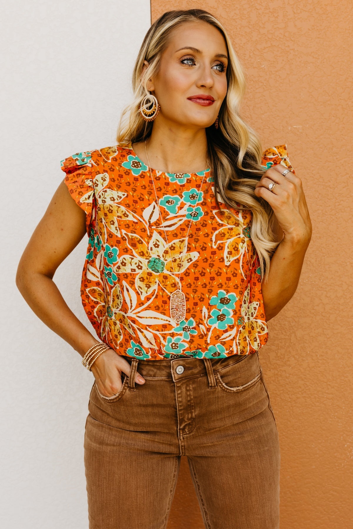 The Sariah Flutter Sleeve Floral Blouse