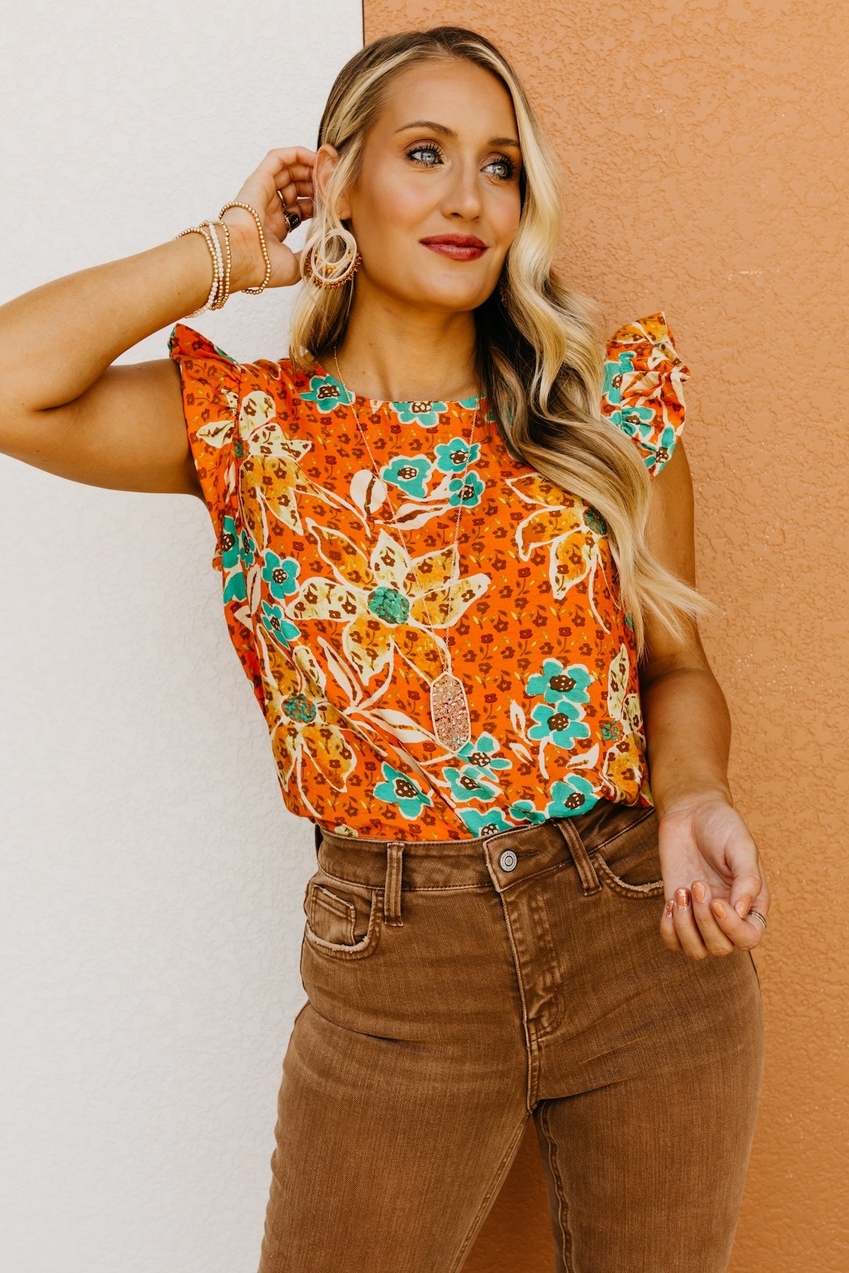 The Sariah Flutter Sleeve Floral Blouse