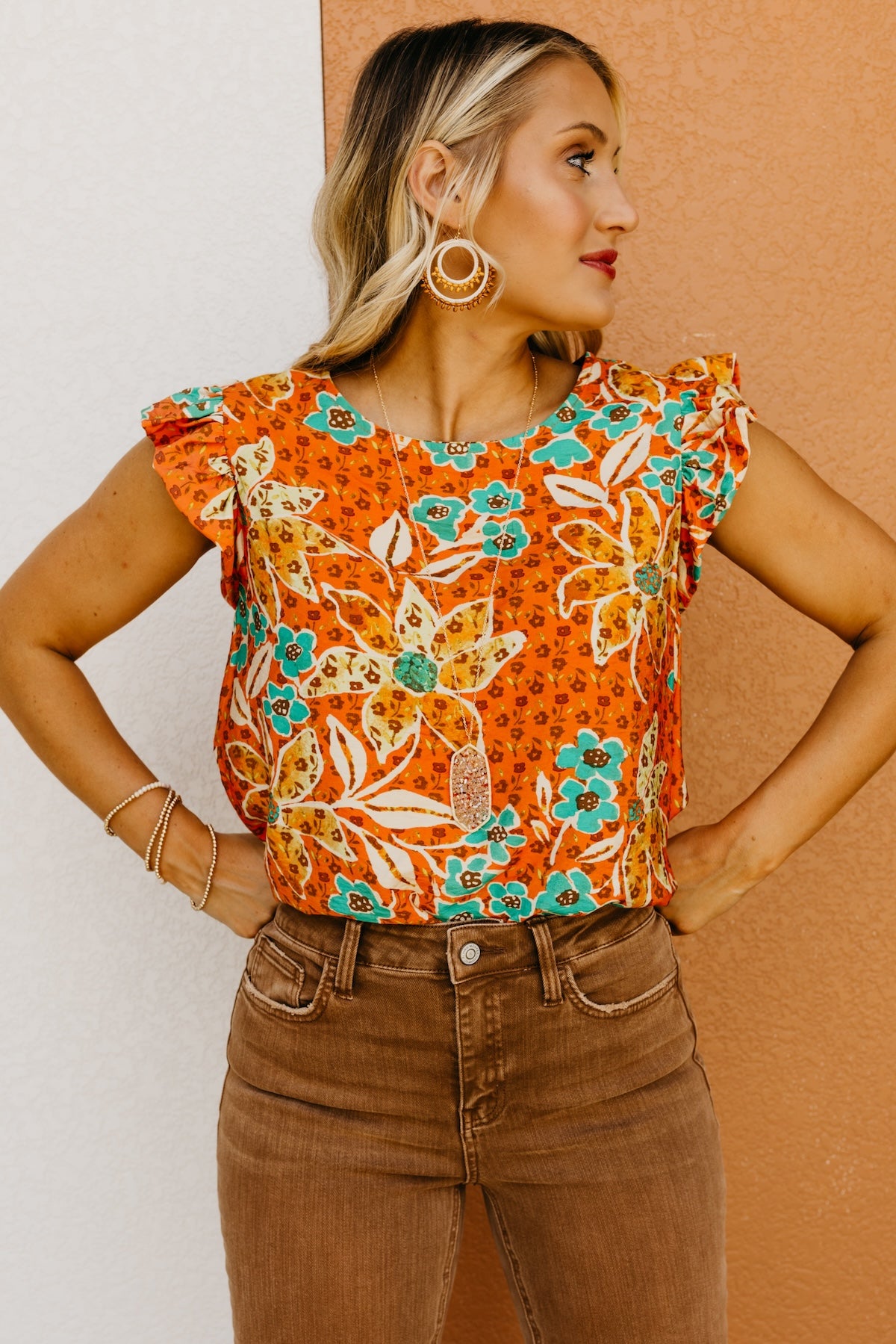 The Sariah Flutter Sleeve Floral Blouse