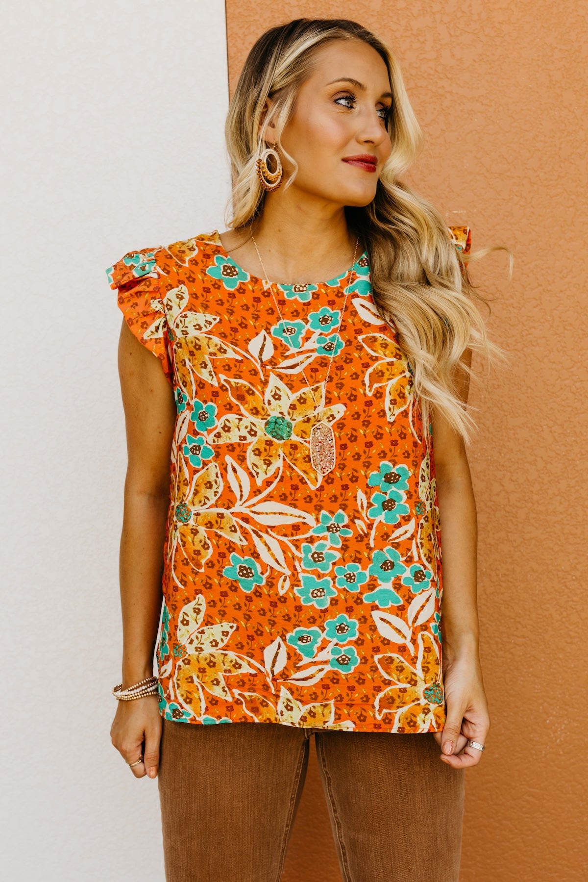 The Sariah Flutter Sleeve Floral Blouse