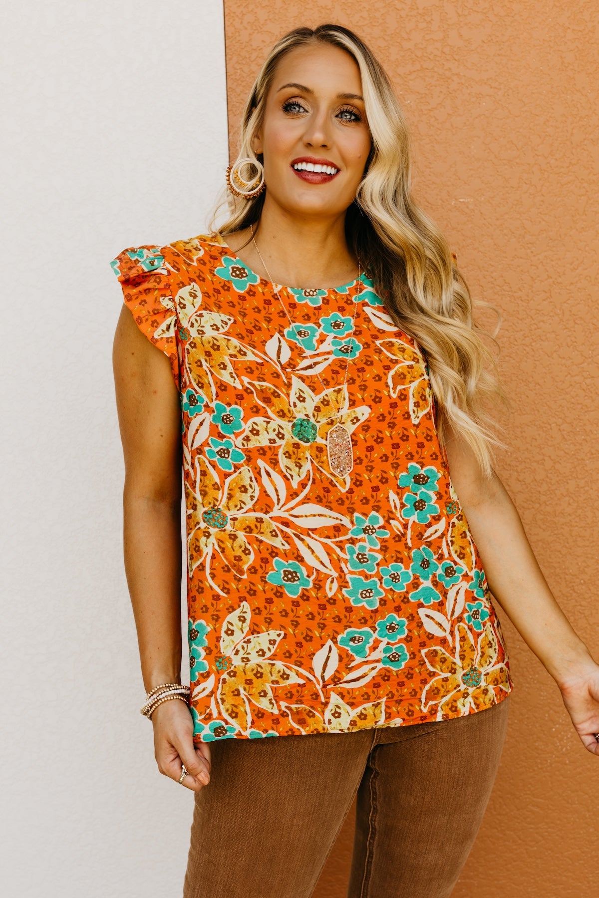 The Sariah Flutter Sleeve Floral Blouse