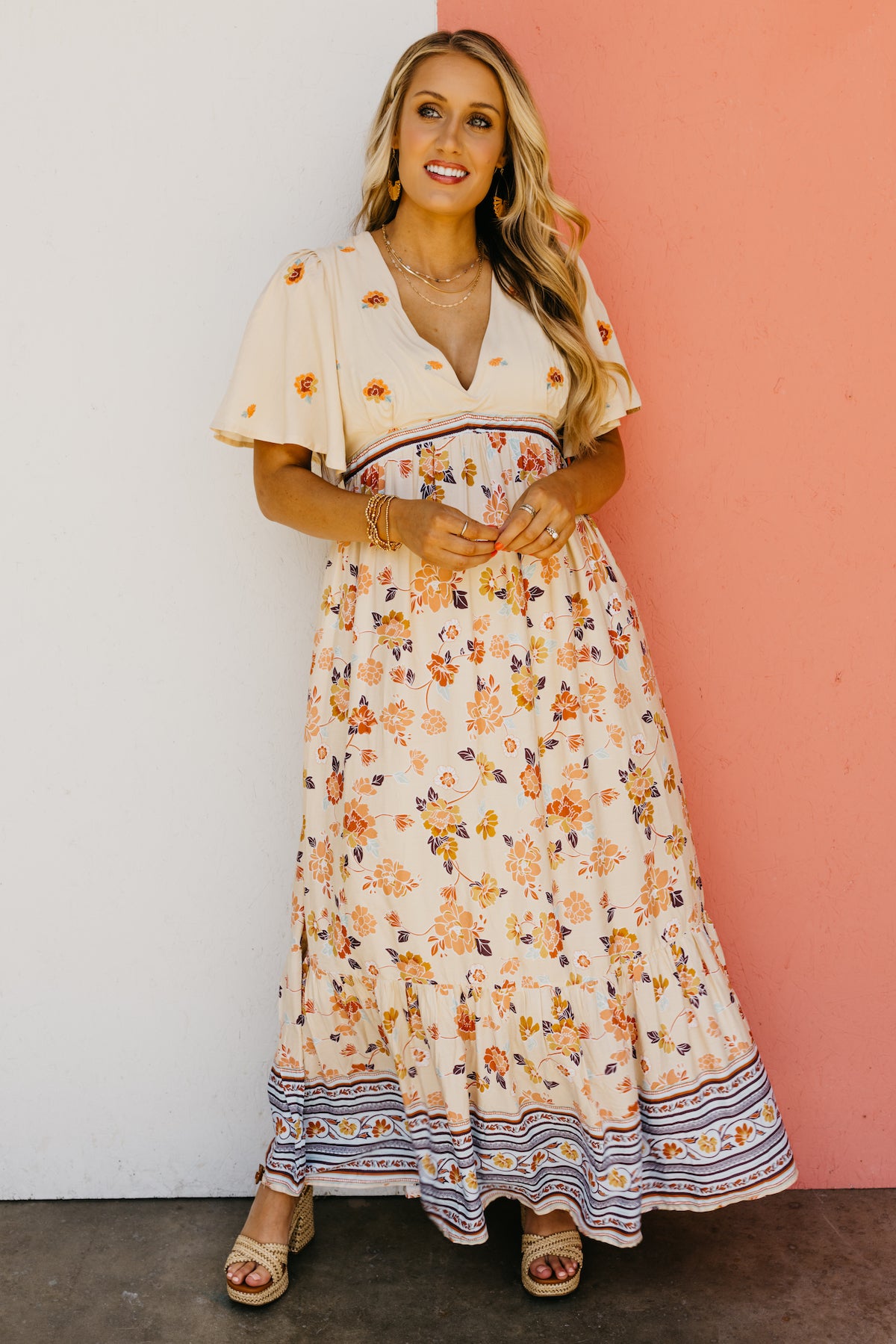 The Chance Floral Embroidered Maxi Dress