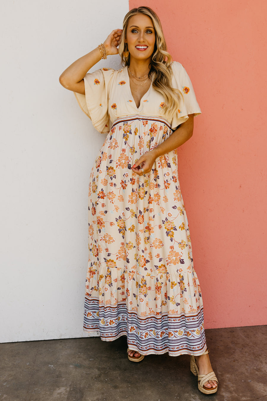 The Chance Floral Embroidered Maxi Dress