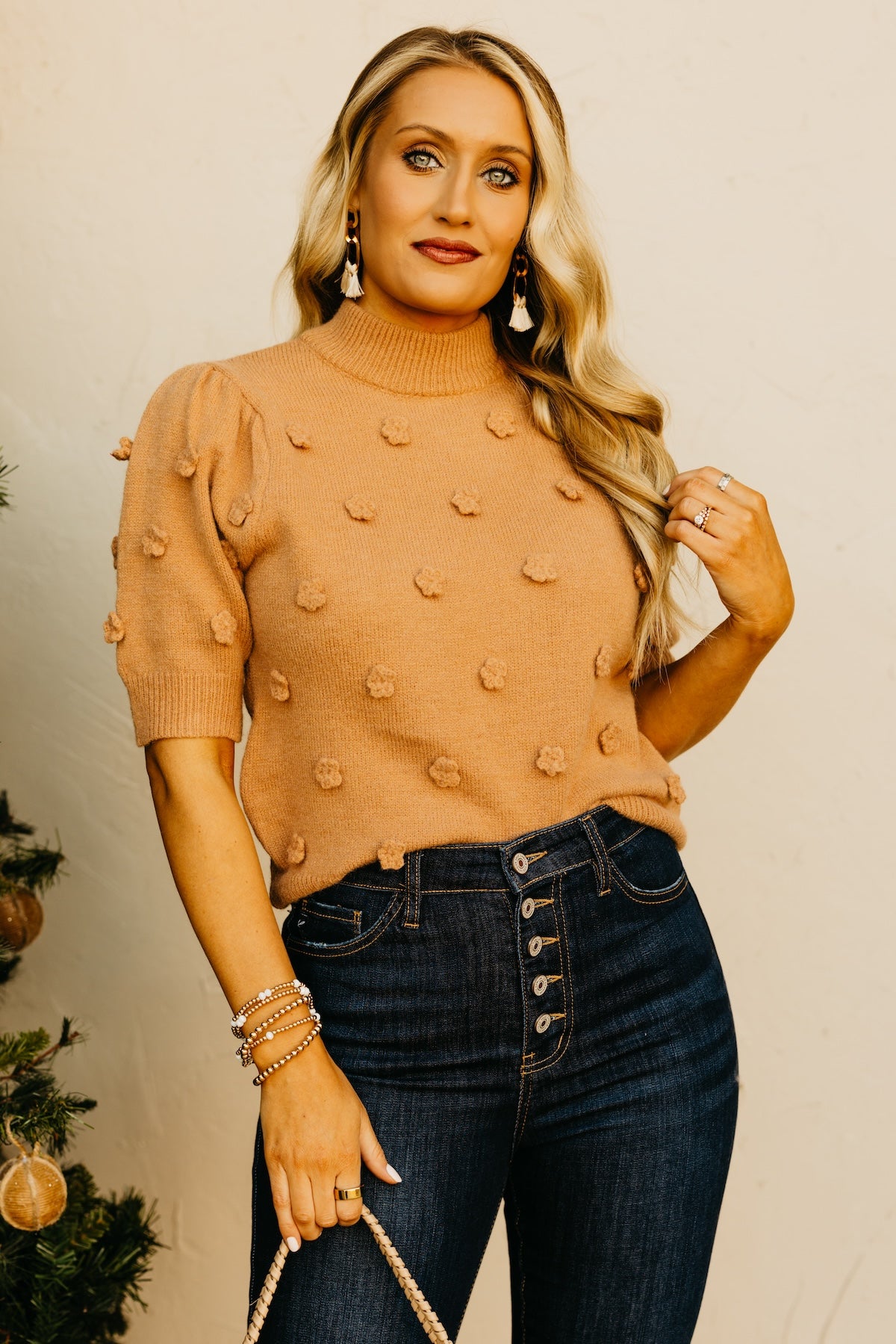 The Alexa Rosette Sweater Top