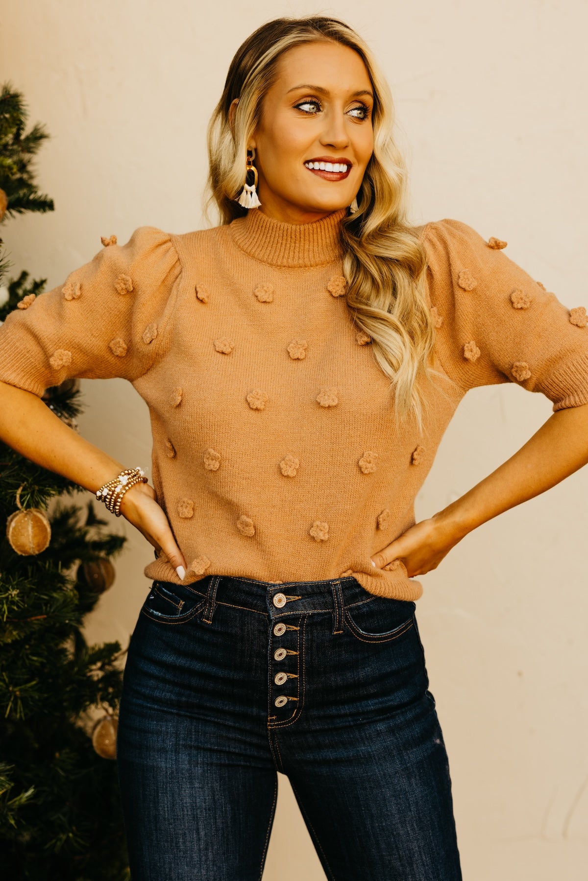 The Alexa Rosette Sweater Top