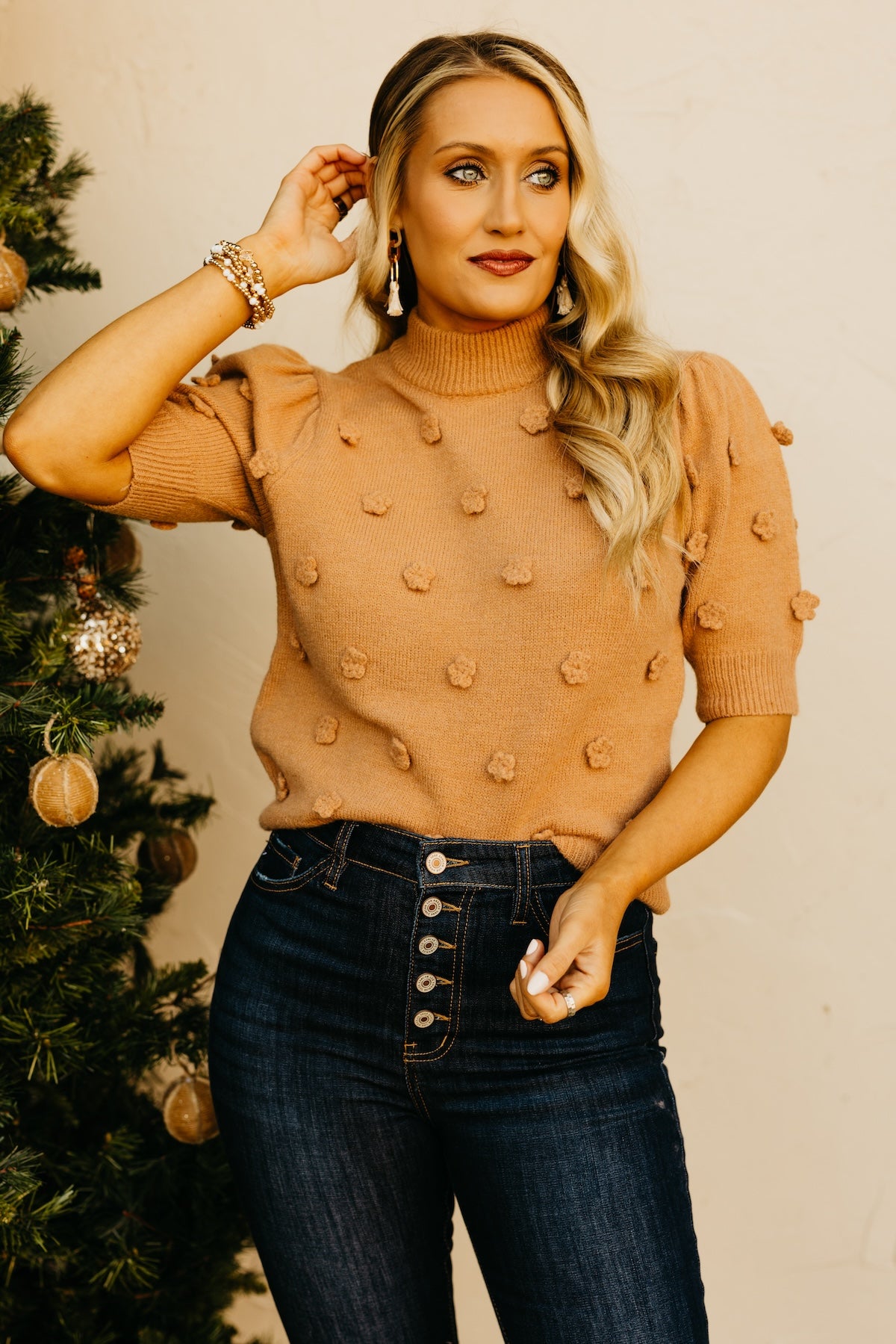 The Alexa Rosette Sweater Top