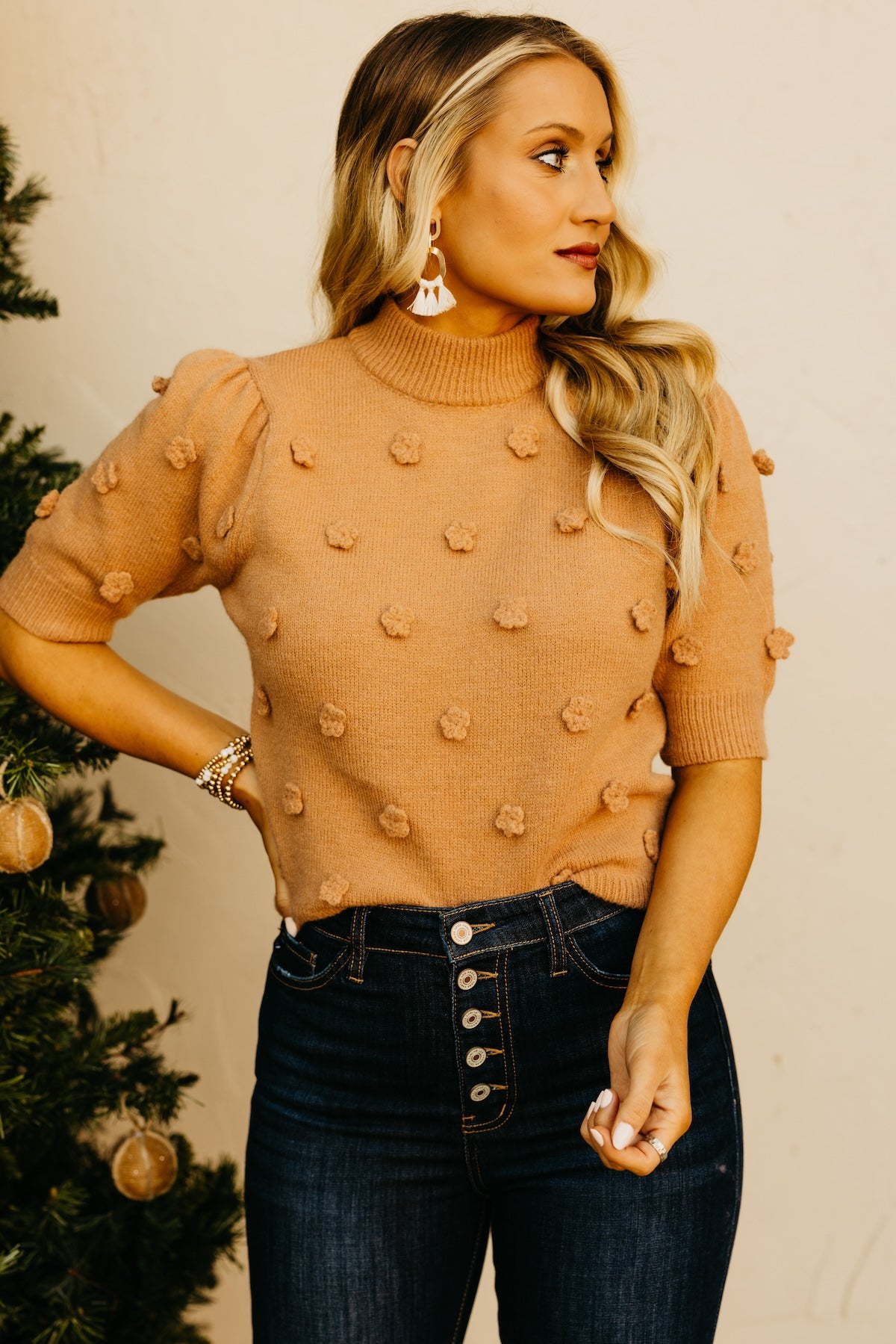 The Alexa Rosette Sweater Top