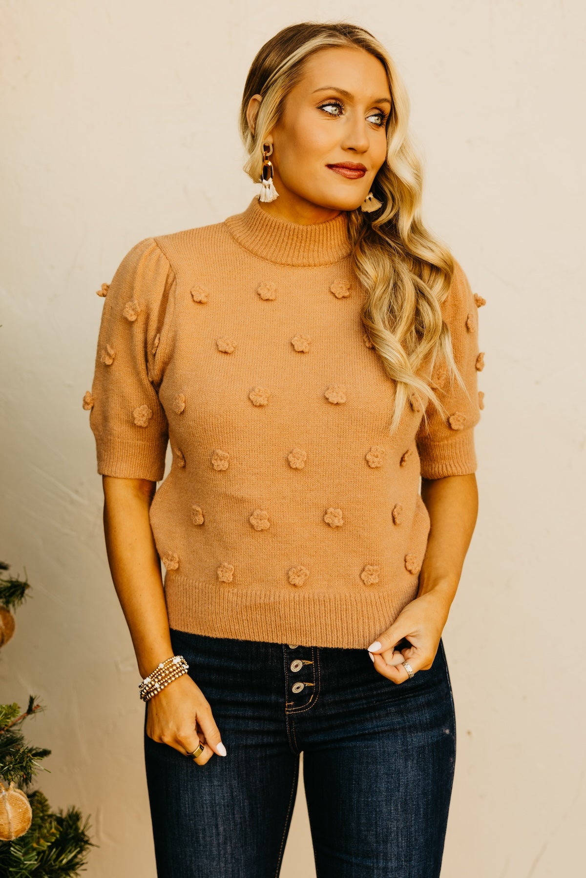 The Alexa Rosette Sweater Top