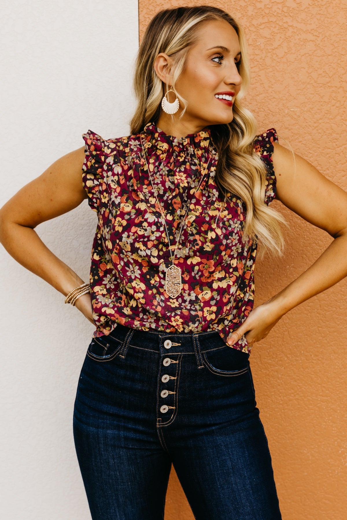 The Donovan Floral Ruffled Blouse