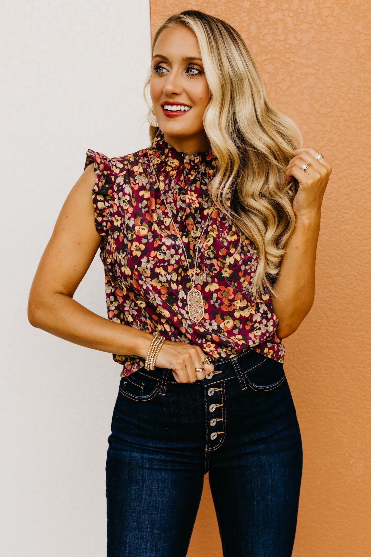 The Donovan Floral Ruffled Blouse