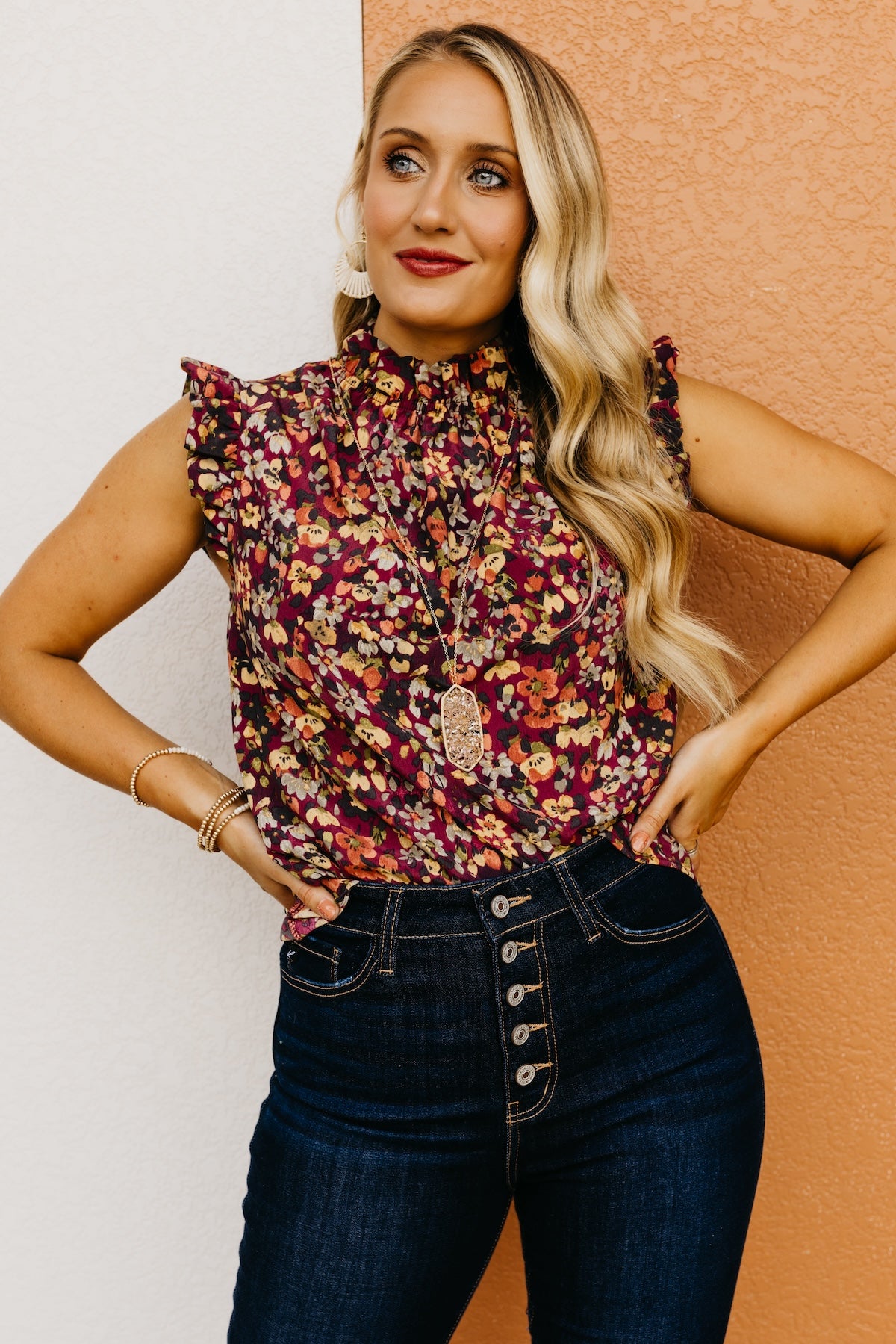 The Donovan Floral Ruffled Blouse