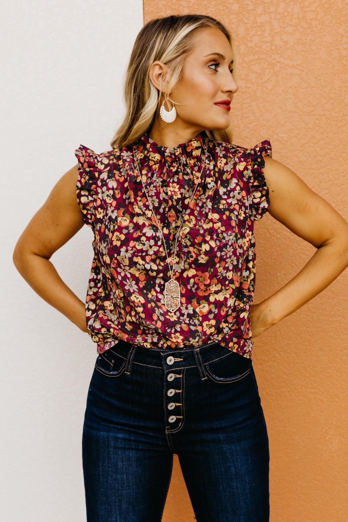 The Donovan Floral Ruffled Blouse