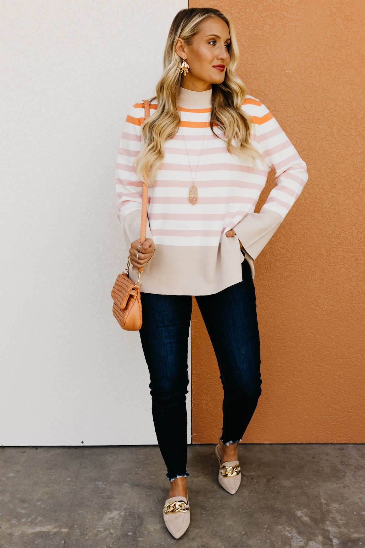 The Alberto Striped Bell Sleeve Sweater