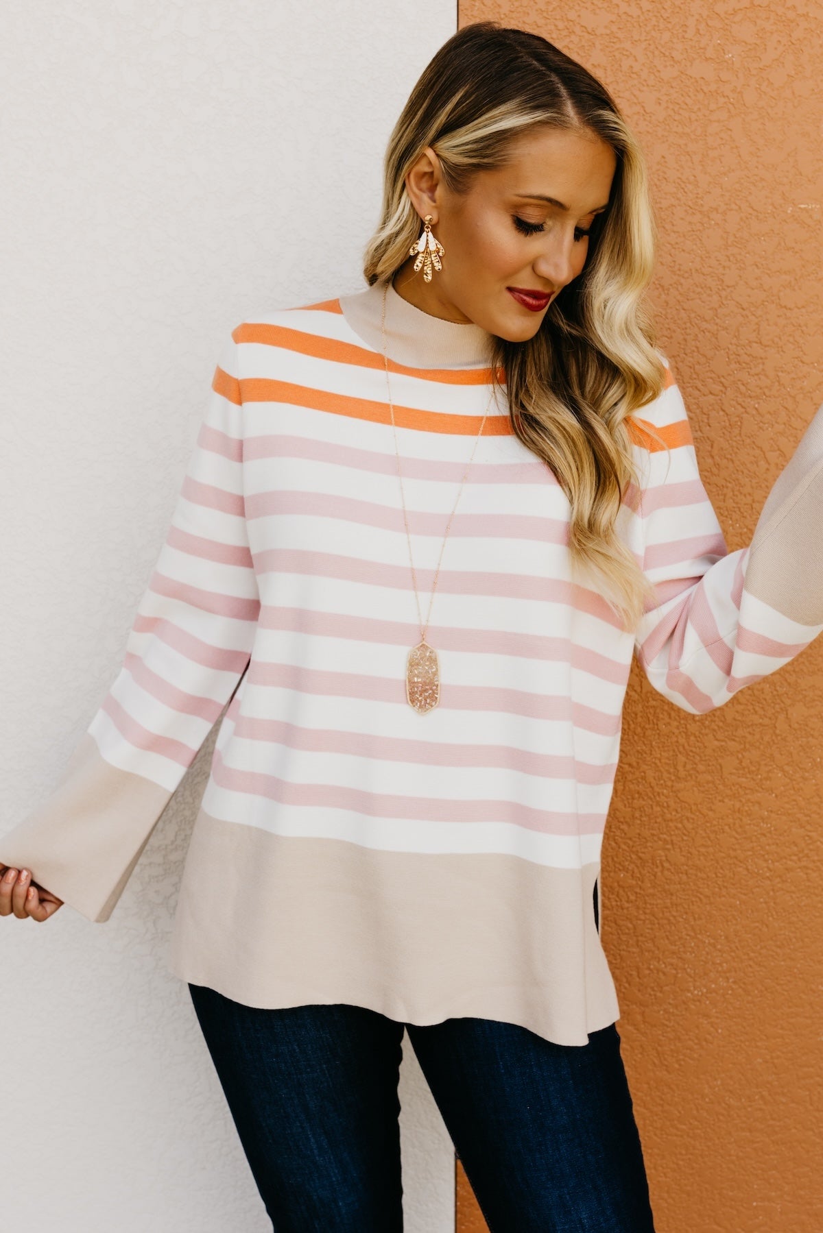 The Alberto Striped Bell Sleeve Sweater