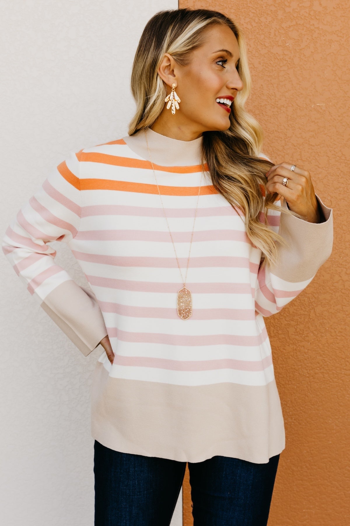 The Alberto Striped Bell Sleeve Sweater