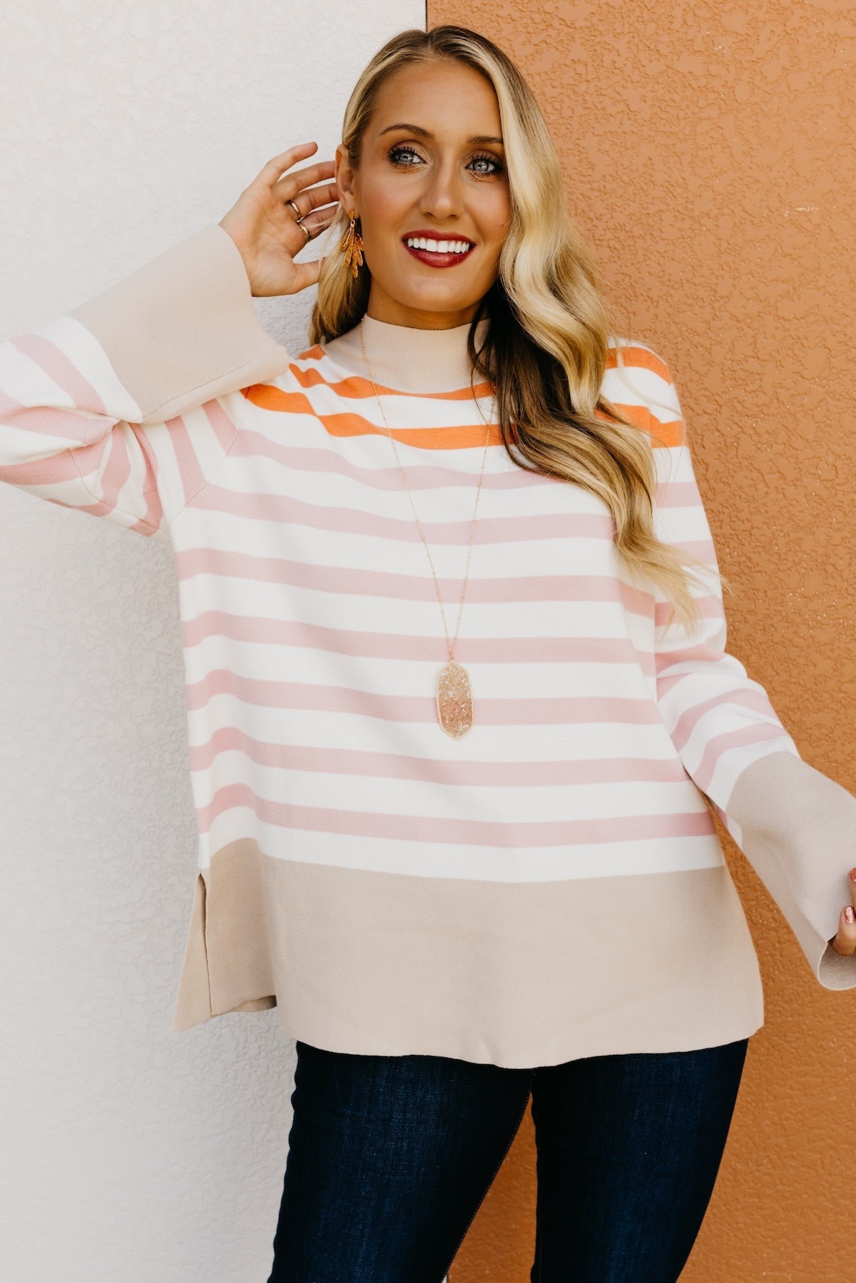 The Alberto Striped Bell Sleeve Sweater