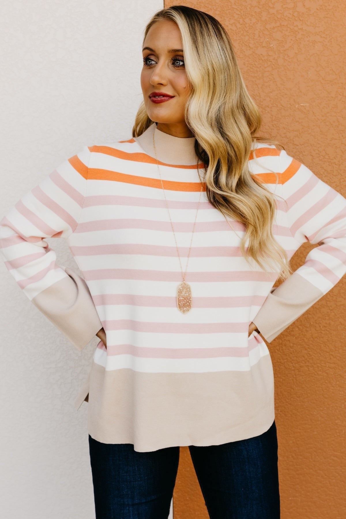 The Alberto Striped Bell Sleeve Sweater