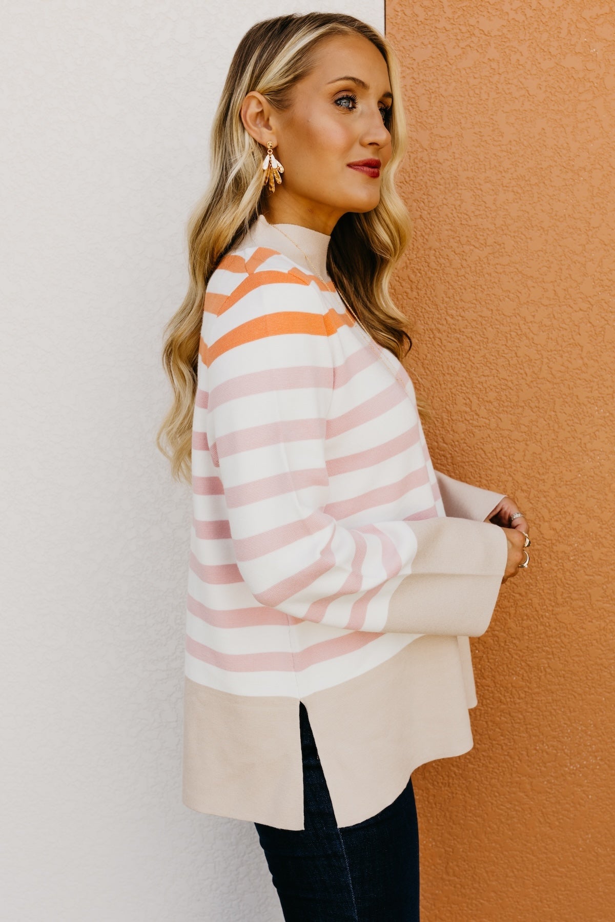 The Alberto Striped Bell Sleeve Sweater