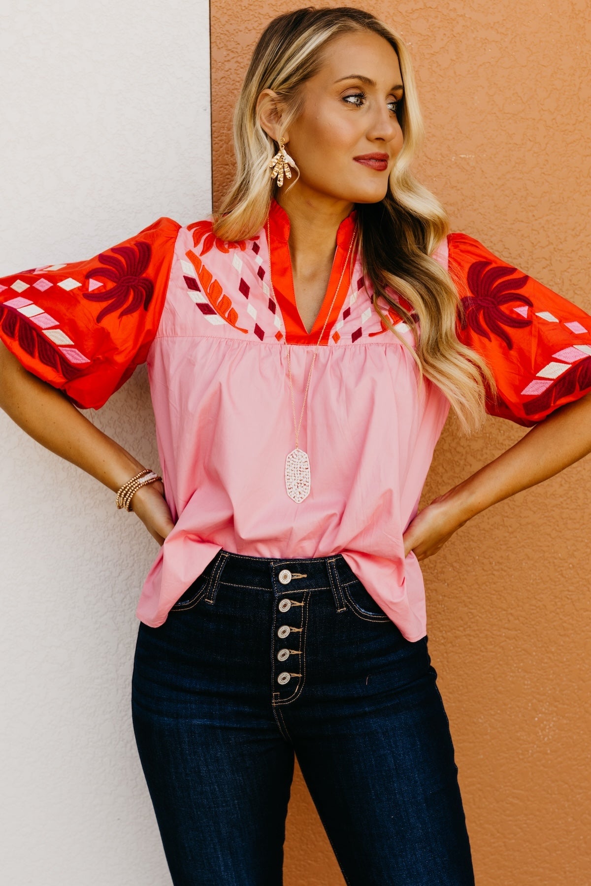 The Kole Embroidered Puff Sleeve Top