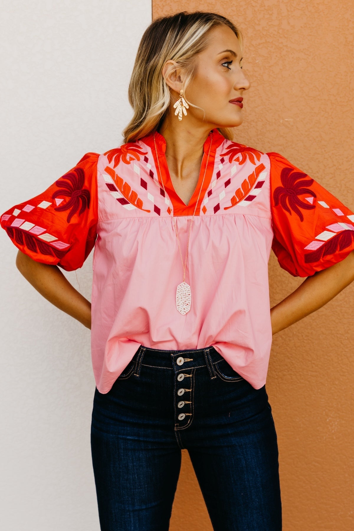 The Kole Embroidered Puff Sleeve Top