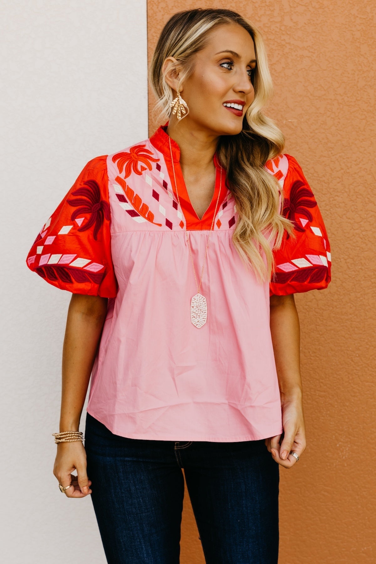 The Kole Embroidered Puff Sleeve Top