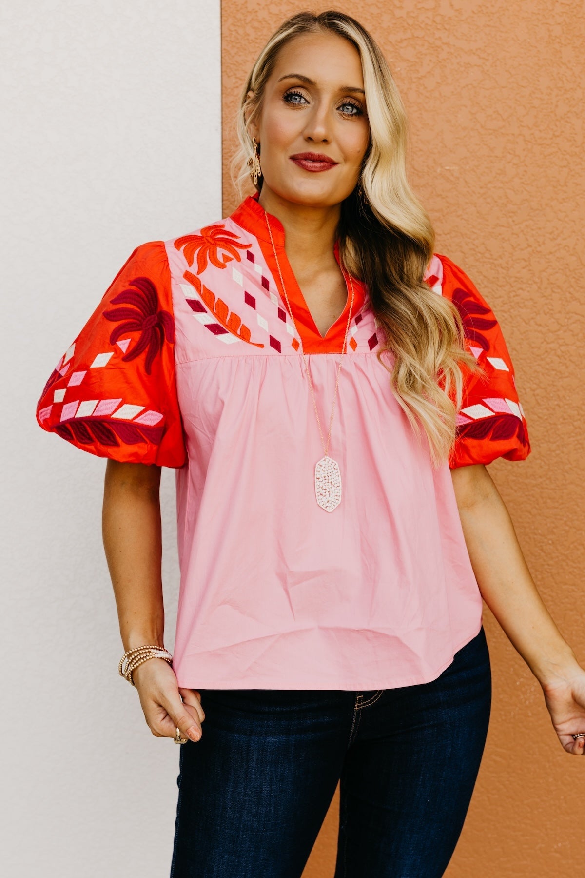 The Kole Embroidered Puff Sleeve Top