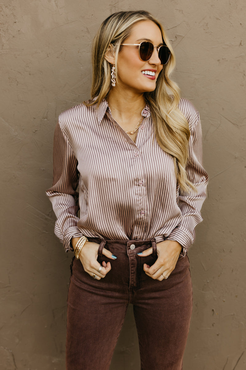 The Zariyah Pinstripe Button Up Shirt – MOD Boutique