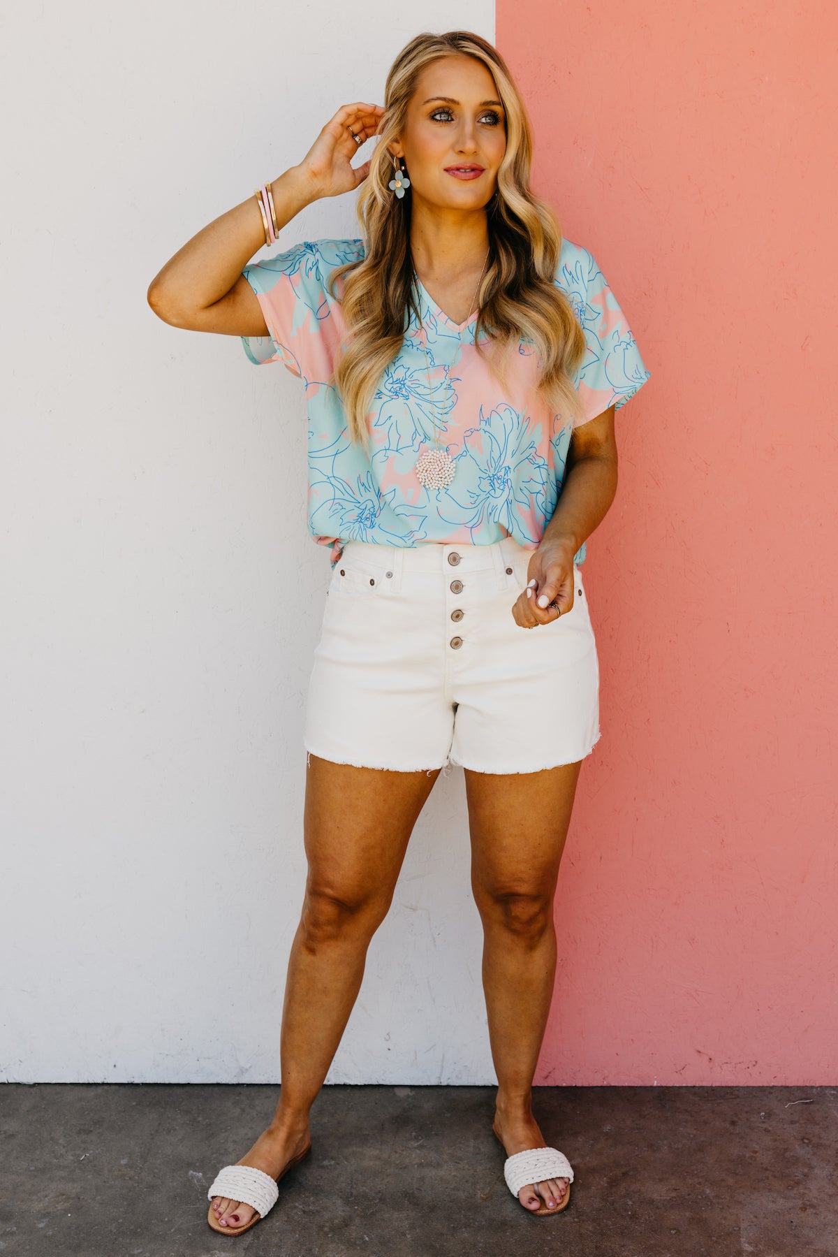 The Hallie Floral V Neck Blouse