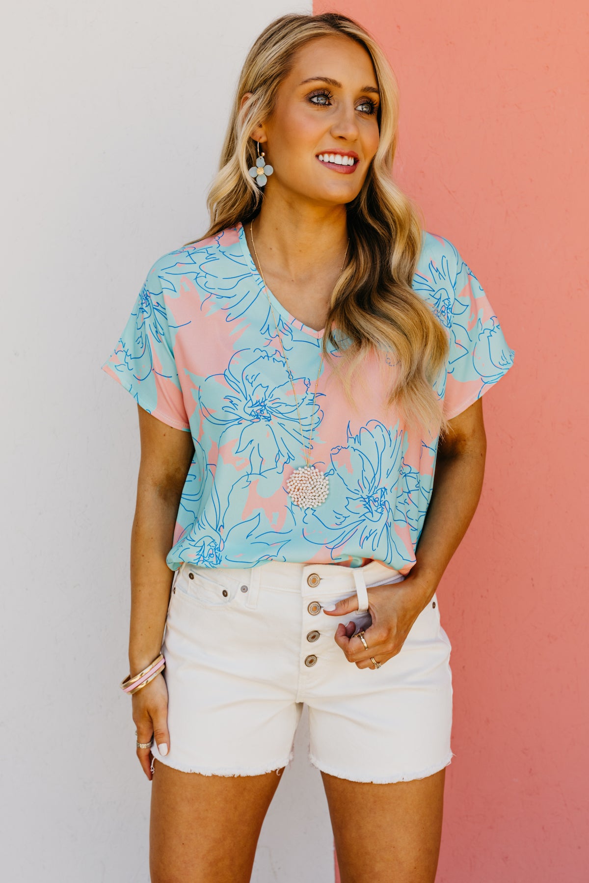 The Hallie Floral V Neck Blouse