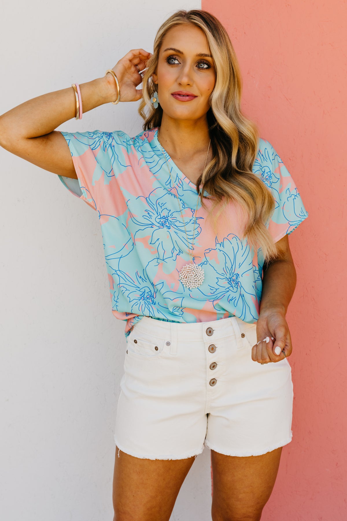 The Hallie Floral V Neck Blouse