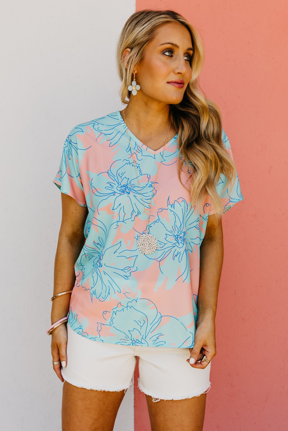 The Hallie Floral V Neck Blouse