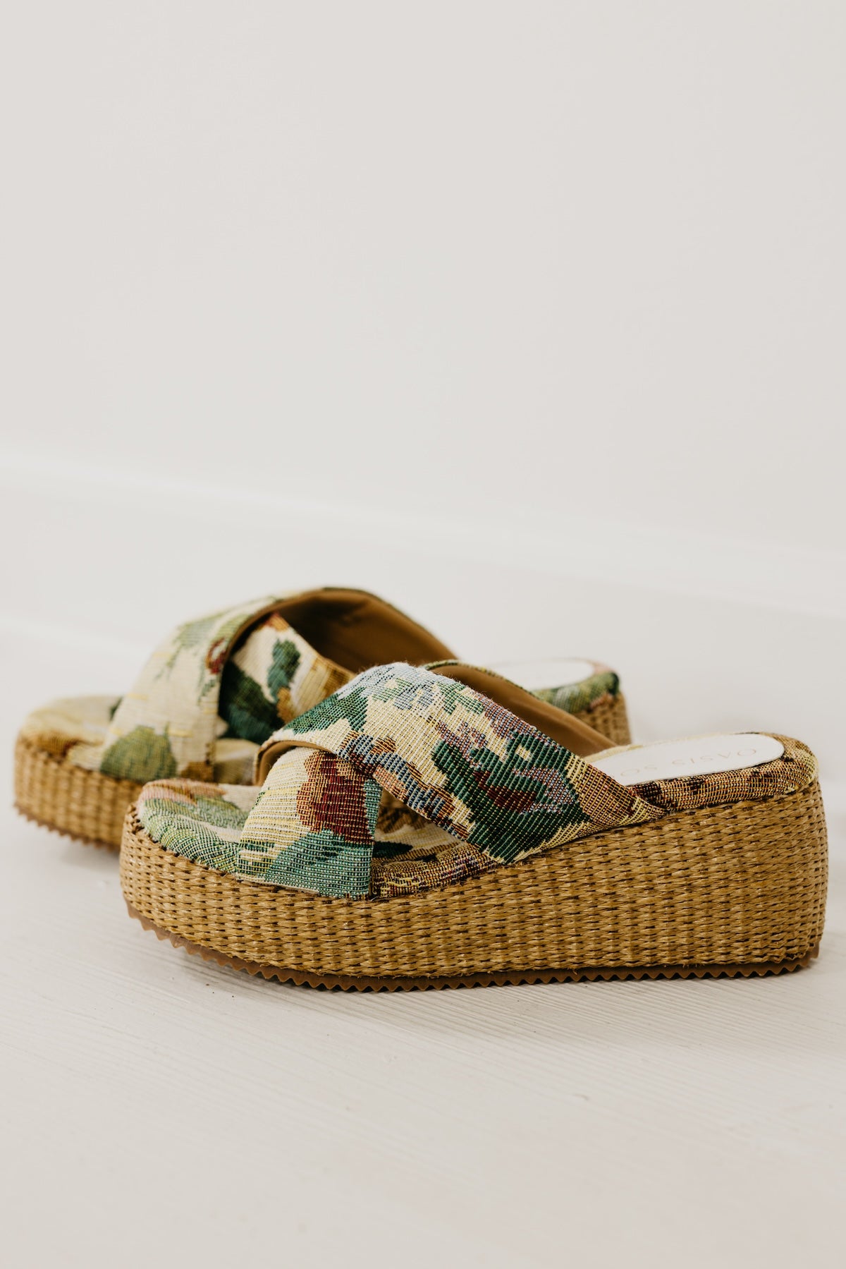 The Fresno Floral Raffia Wedge Sandal