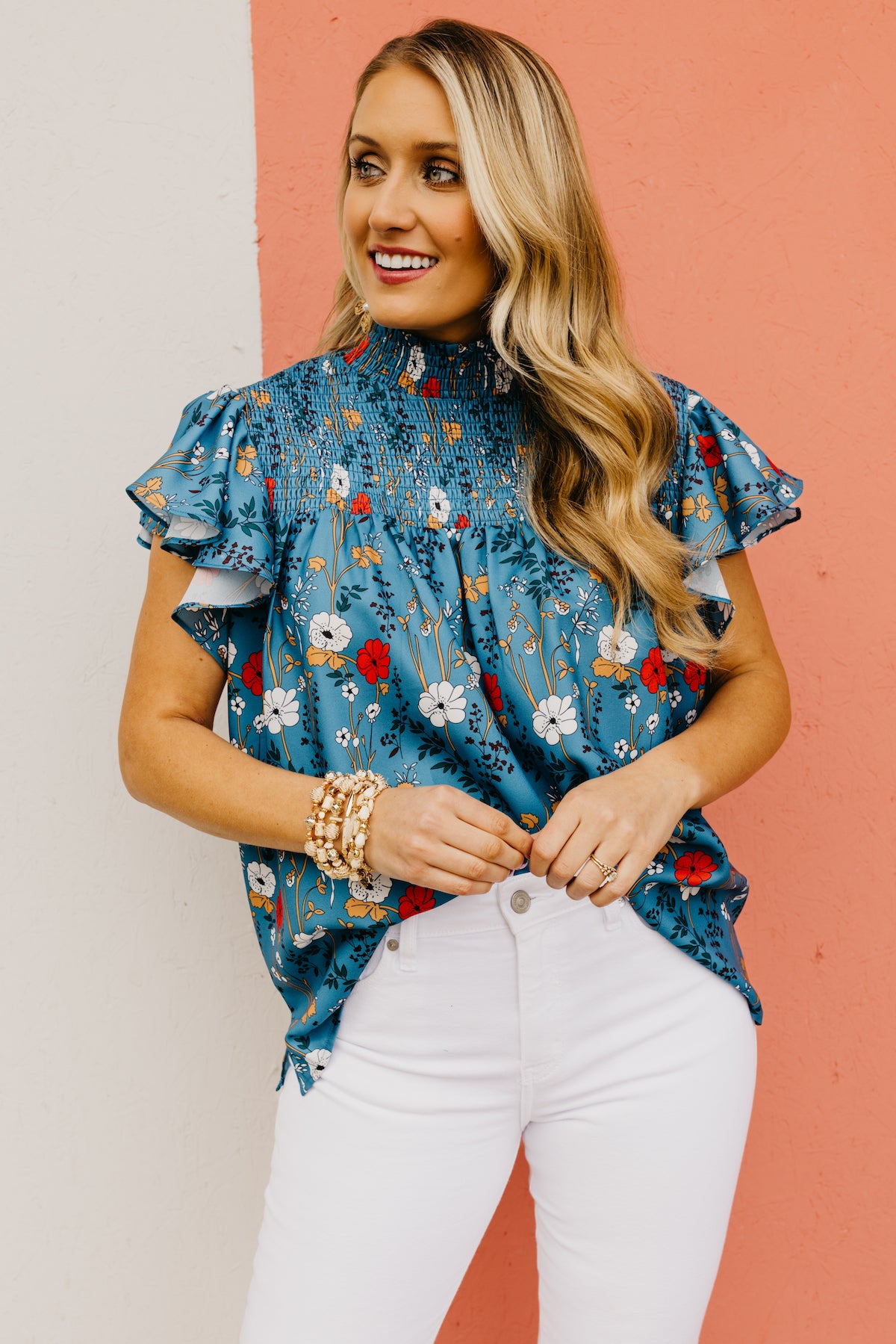 The Sabrina Floral Ruffle Sleeve Blouse