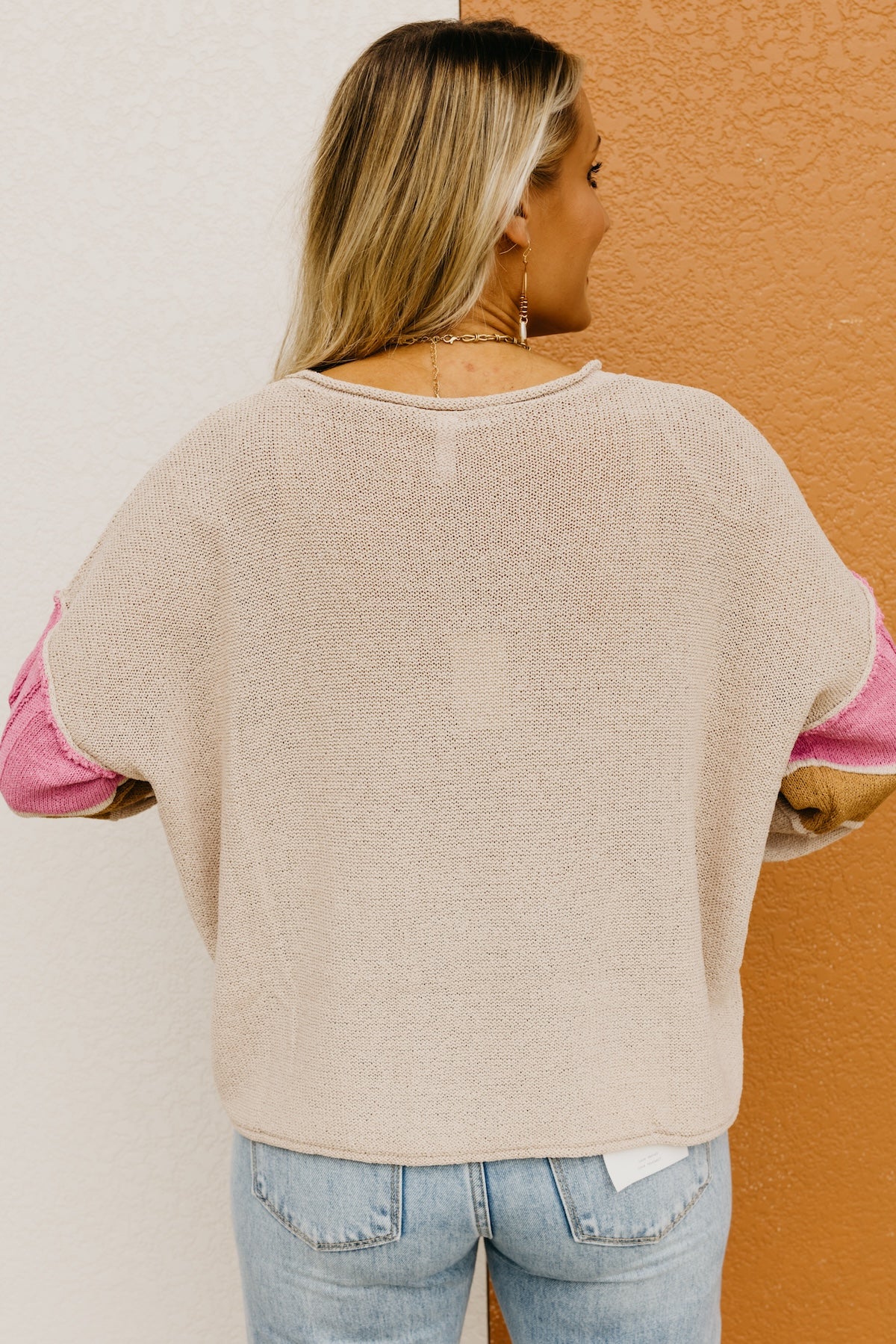 Color block sleeve sweater best sale