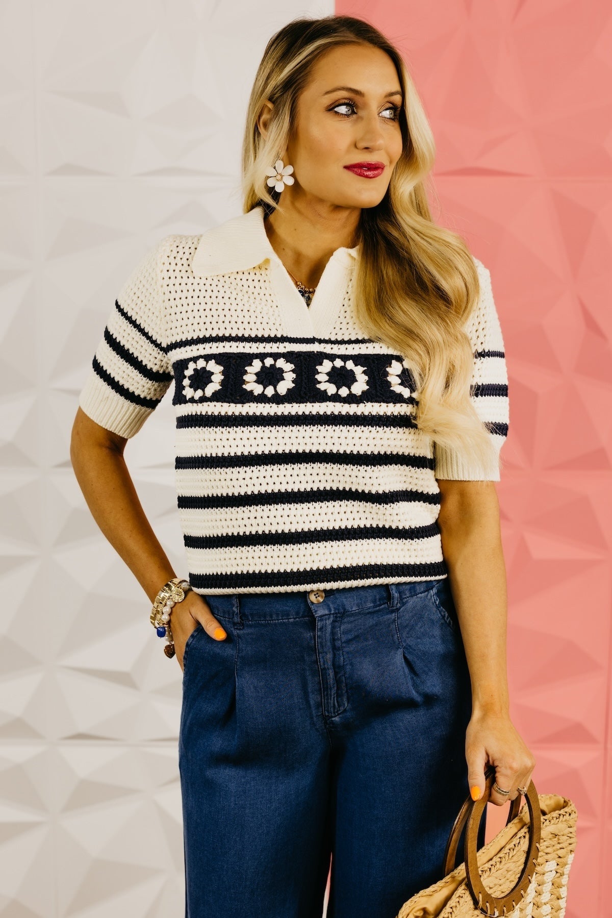 The Arabella Pointelle Sweater Top