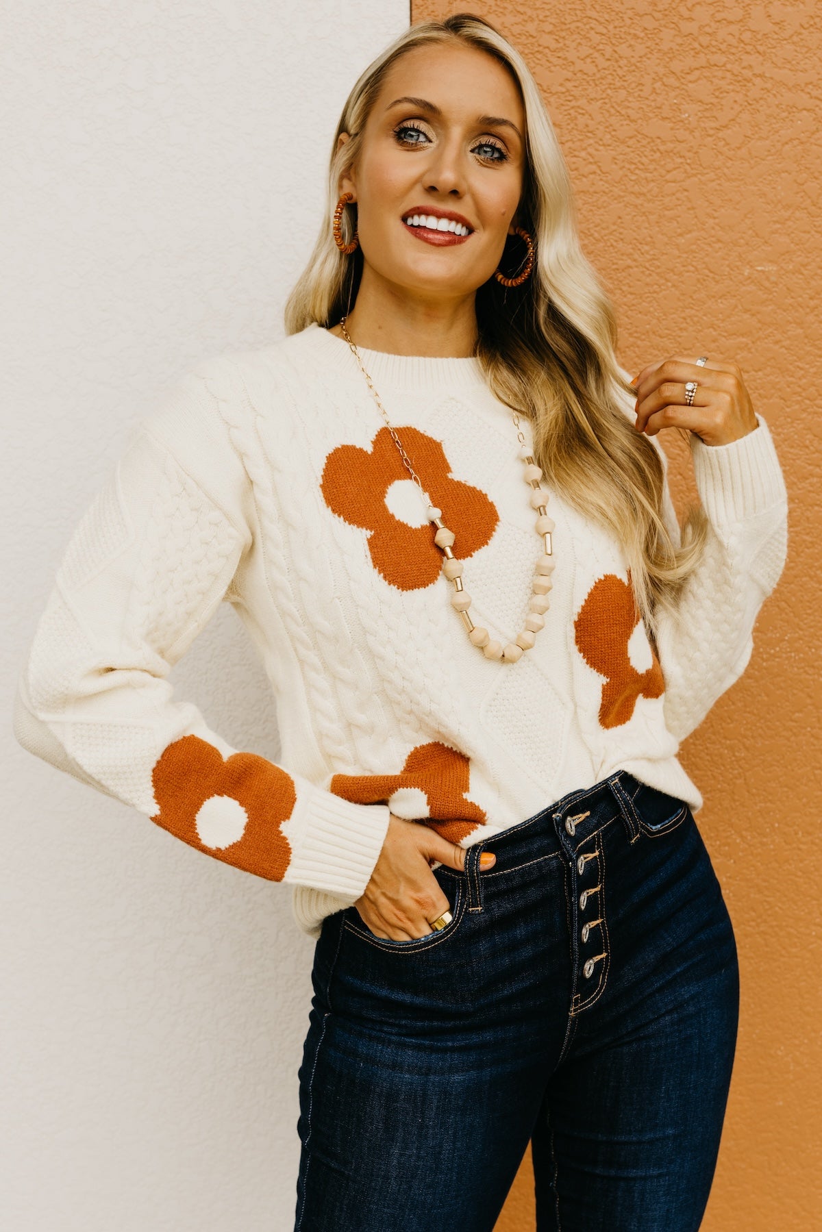 Wishlist | The Ansley Floral Cable Knit Sweater