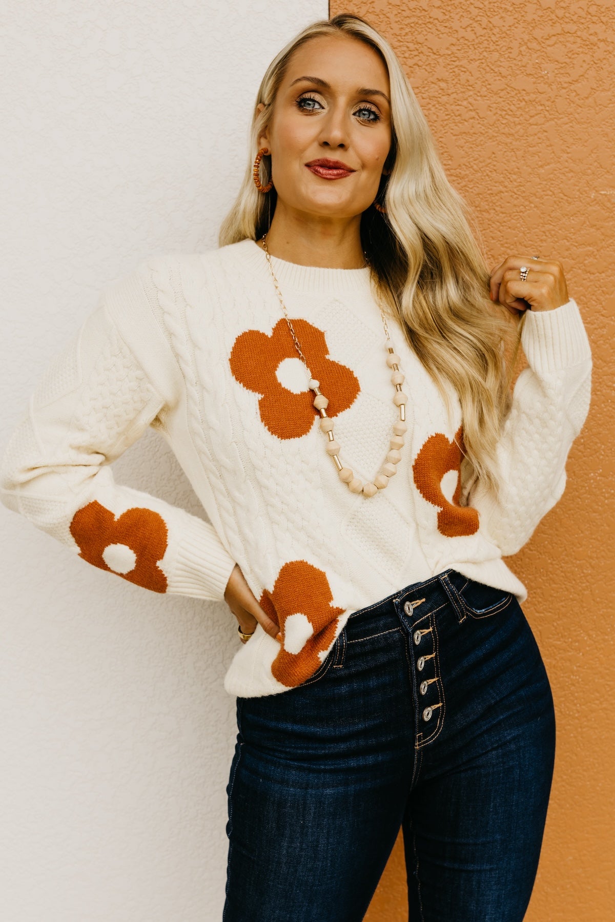 Wishlist | The Ansley Floral Cable Knit Sweater