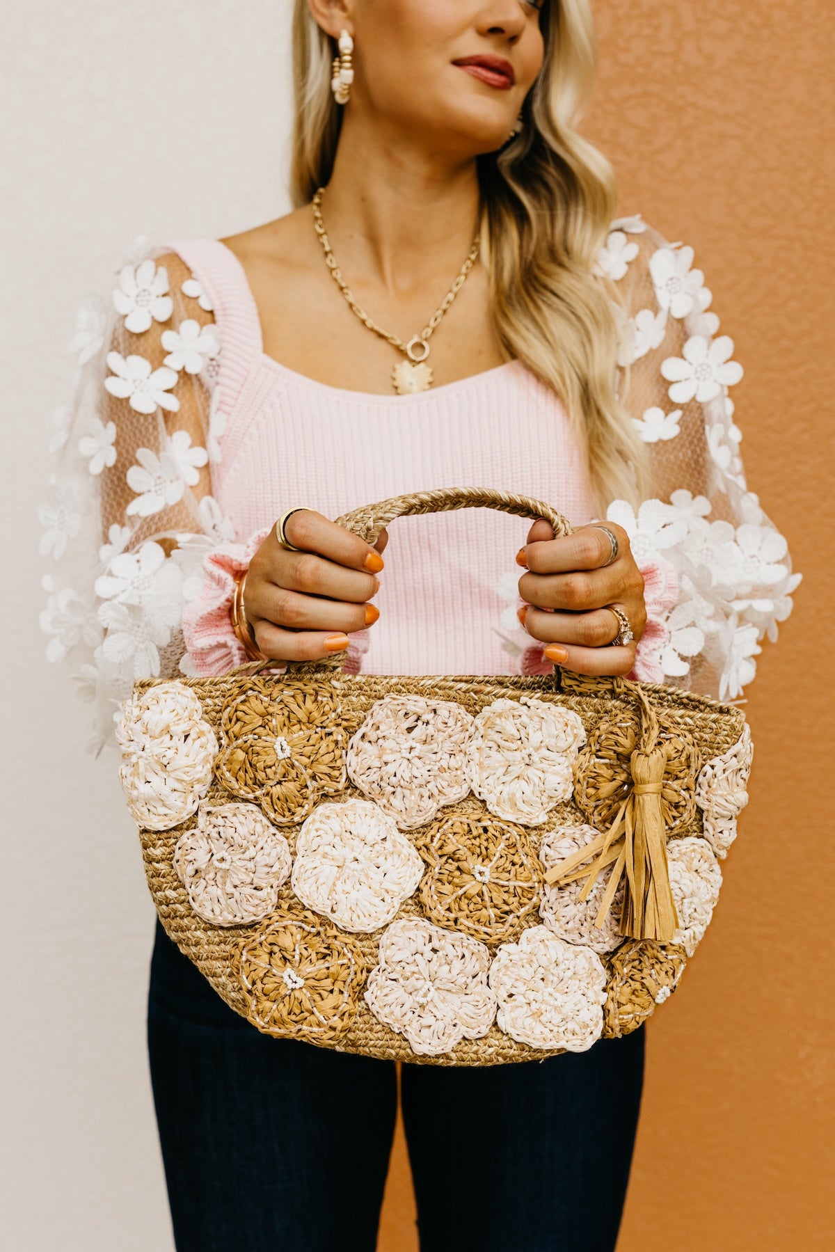 The Jillie Floral Straw Handbag