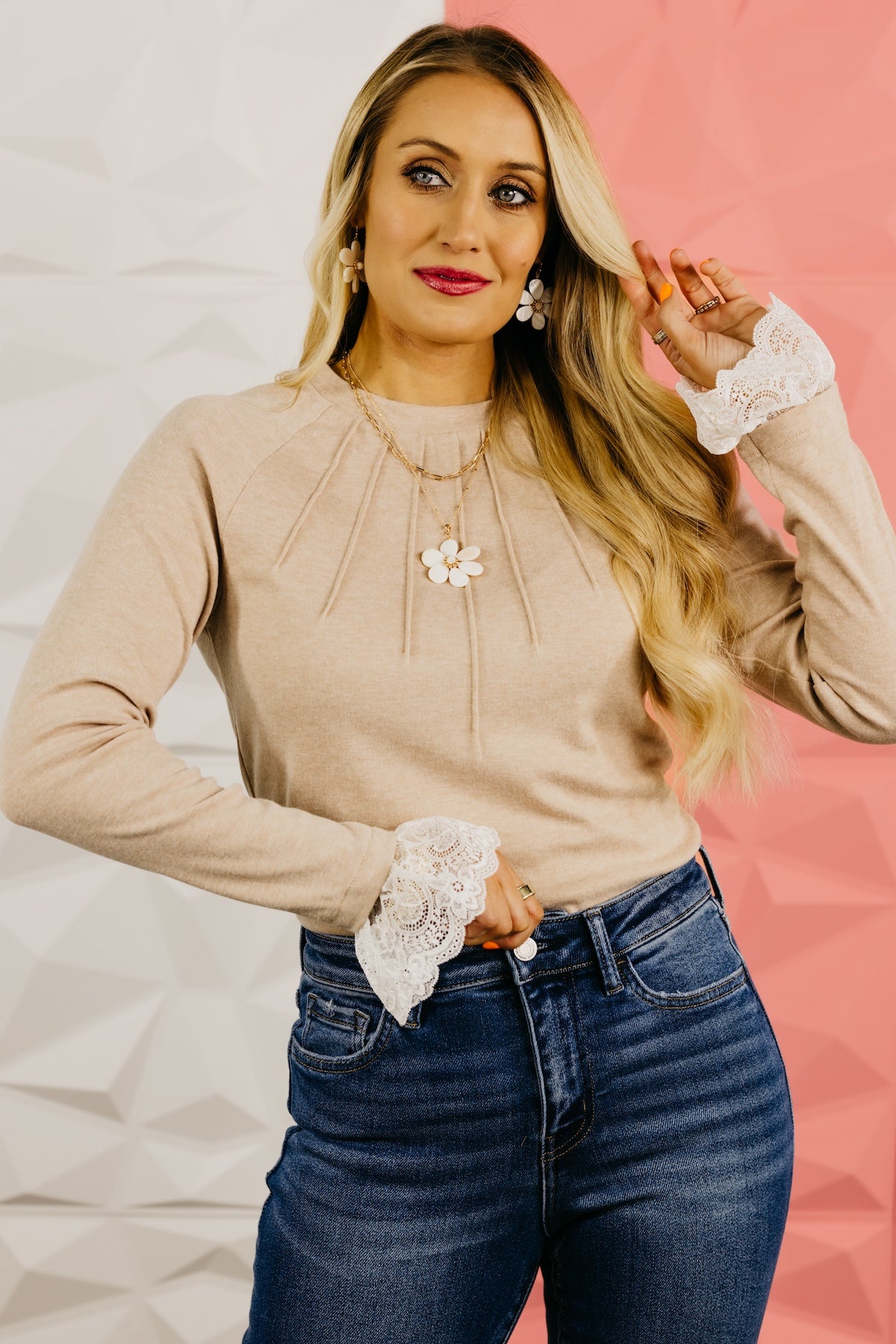 The Janey Lace Contrast Top