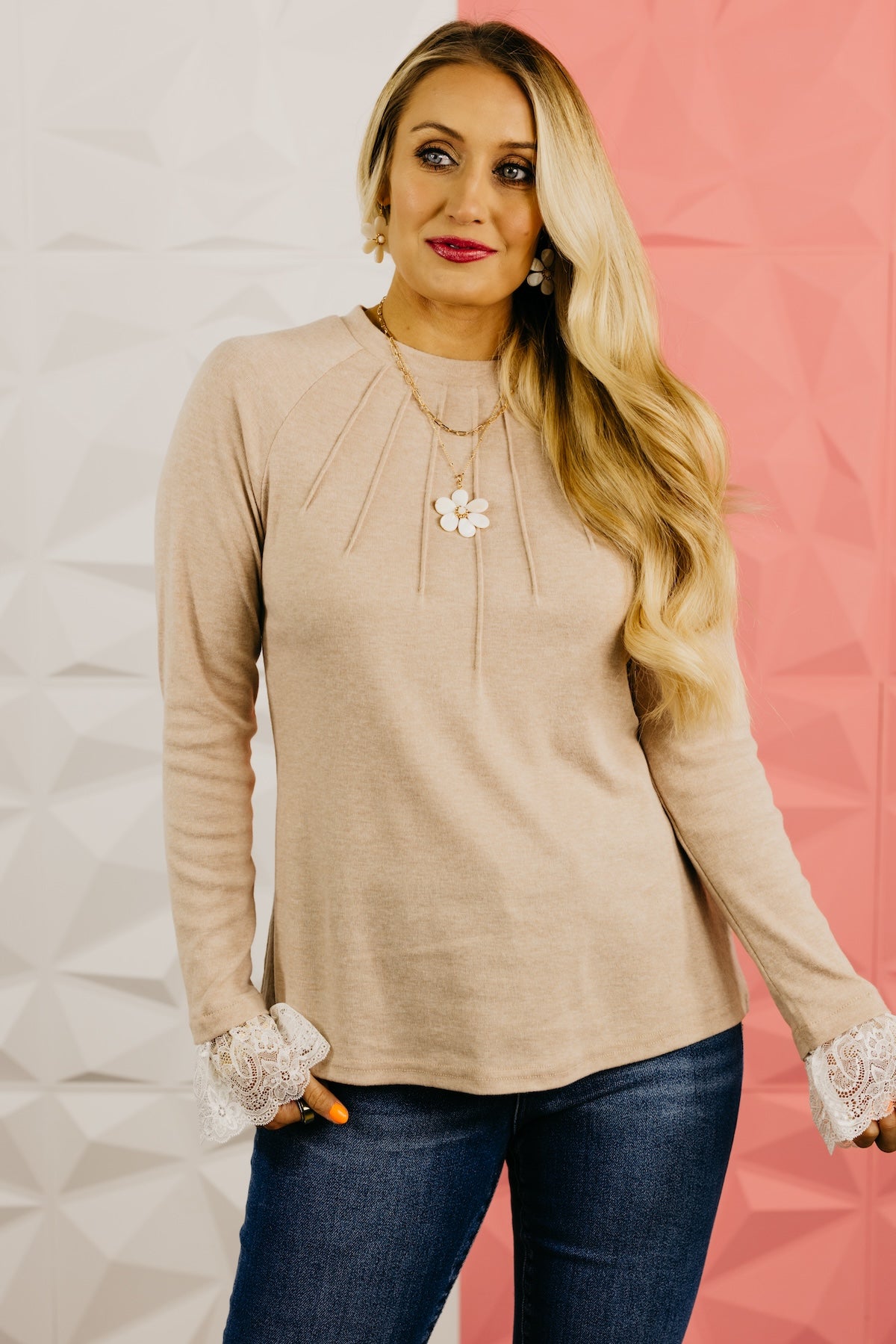 The Janey Lace Contrast Top