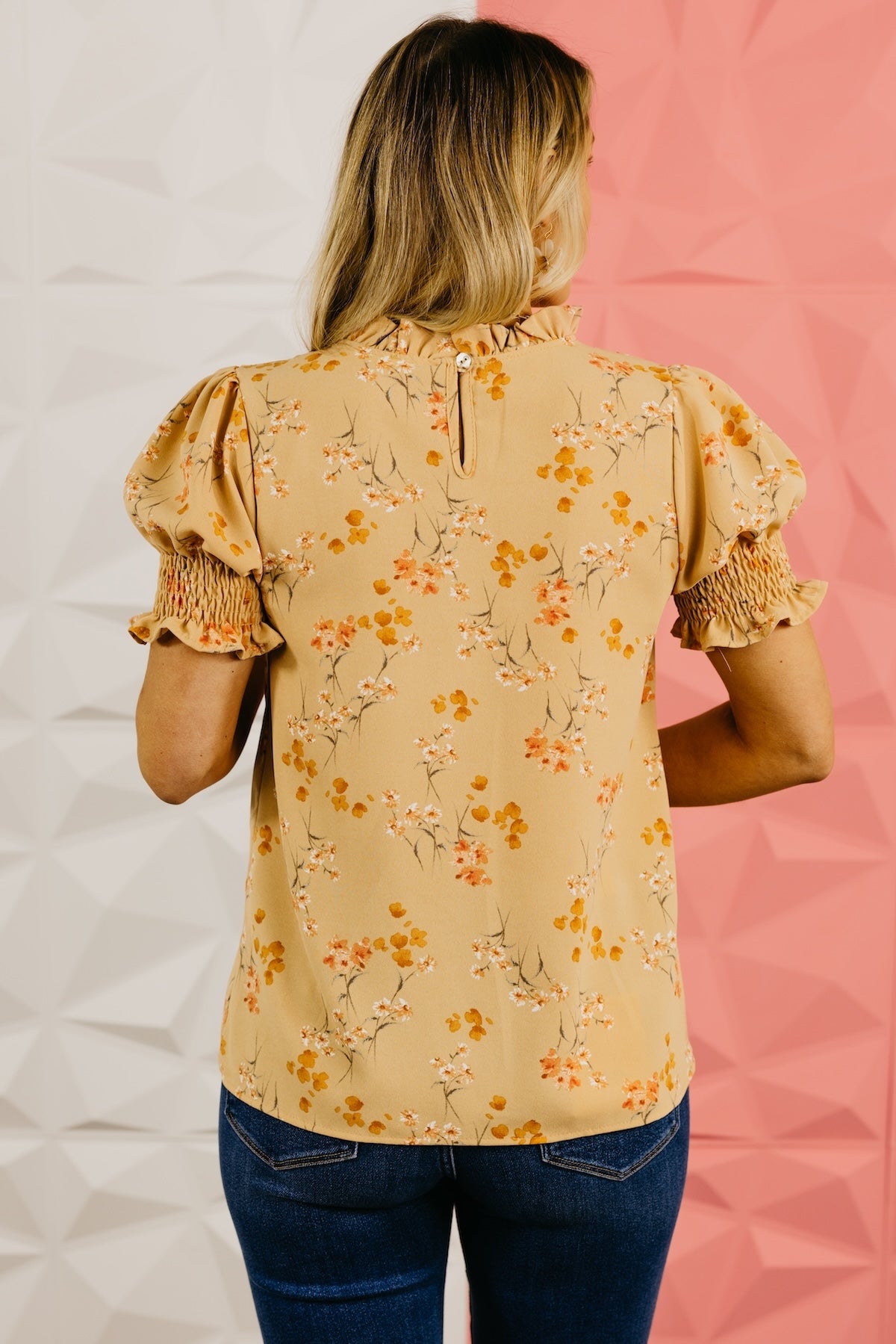 The Paityn Floral Ruffle Neck Woven Blouse