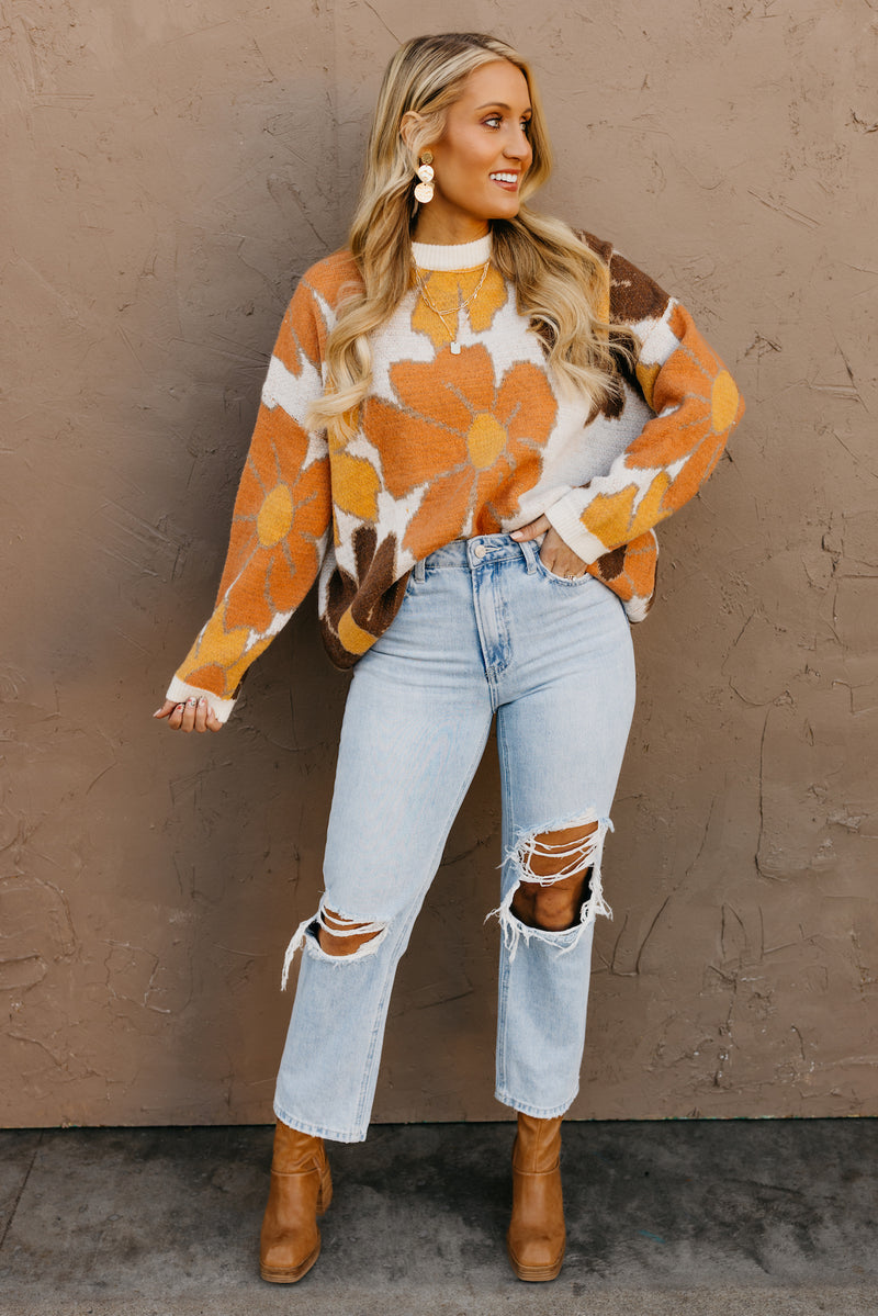 The Keenan Floral Round Neck Sweater - FINAL SALE – MOD Boutique