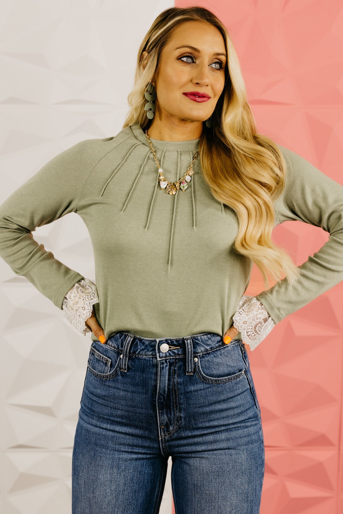 The Janey Lace Contrast Knit Top