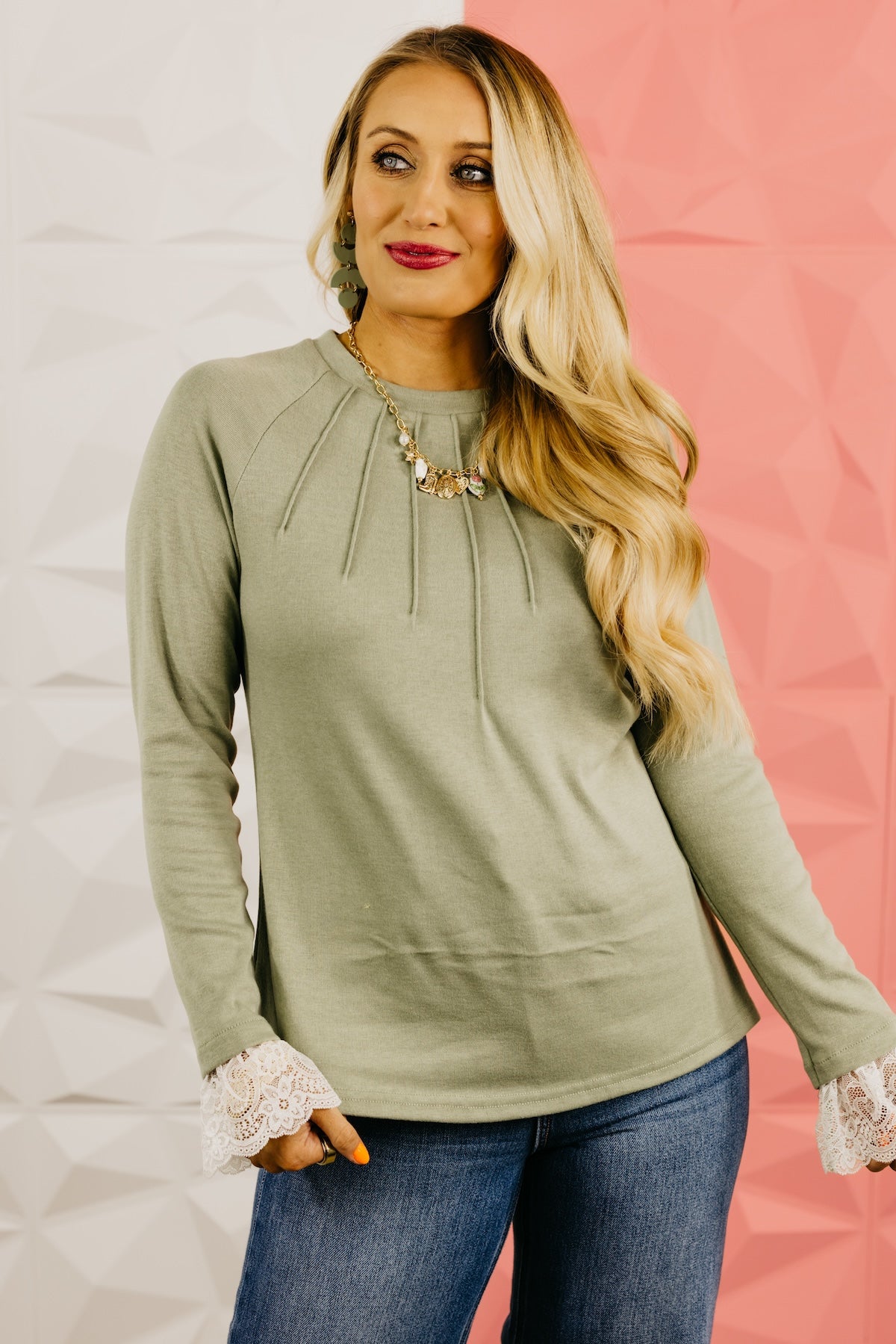 The Janey Lace Contrast Knit Top